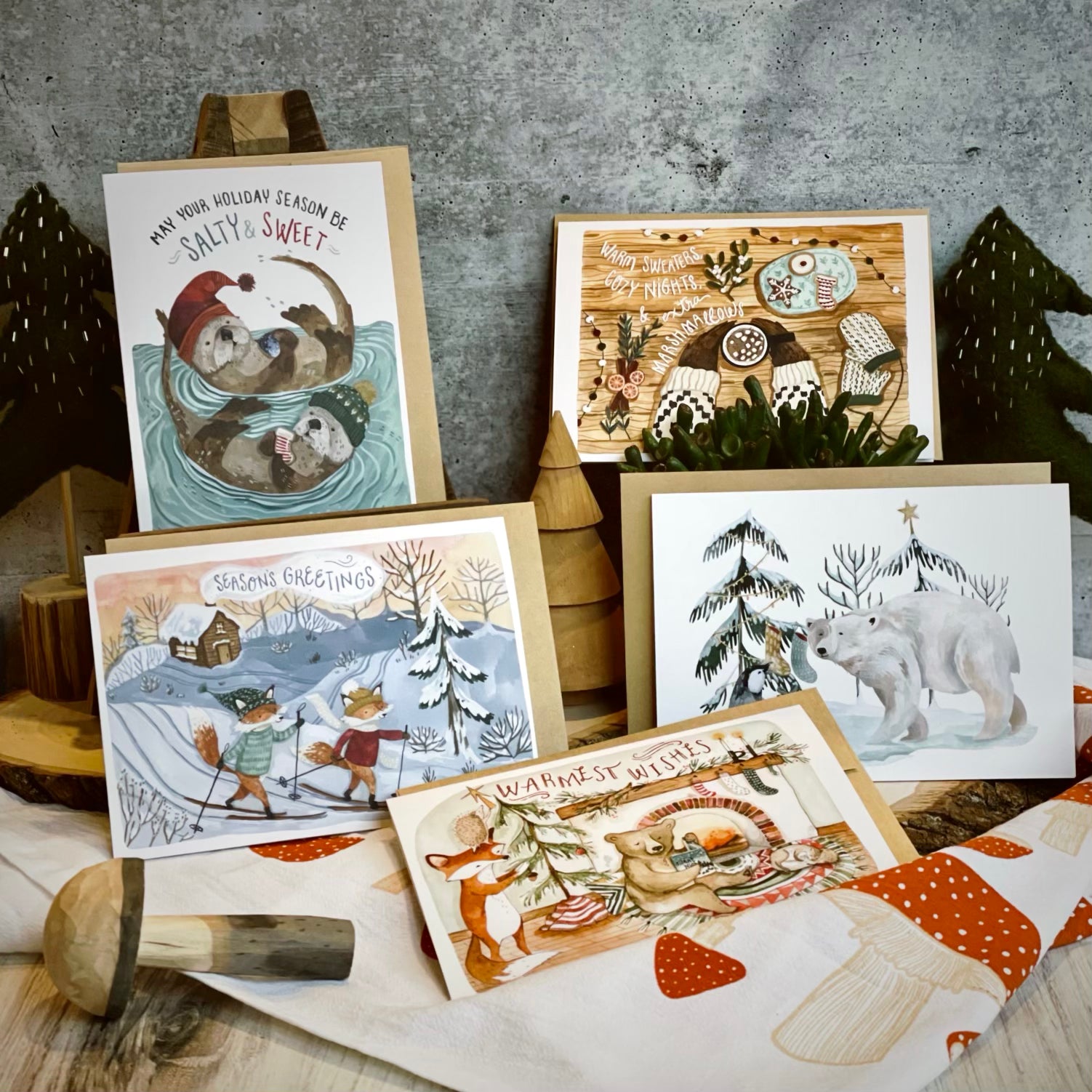 2022 Christmas Greeting Cards - 5 Pack Set for Holiday Wishes, Family & Friends | Perfect for Xmas Gifts, Office Parties & Home Decor