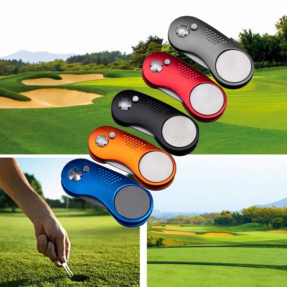 Premium Stainless Steel Golf Divot Repair Tool - Curved Folding Switchblade Design for Golf Ball Marks & Pitch Marks - Essential Golf Course Accessory for Training & Practice (Grey) | Perfect for Greens, Fairways & Driving Range Use