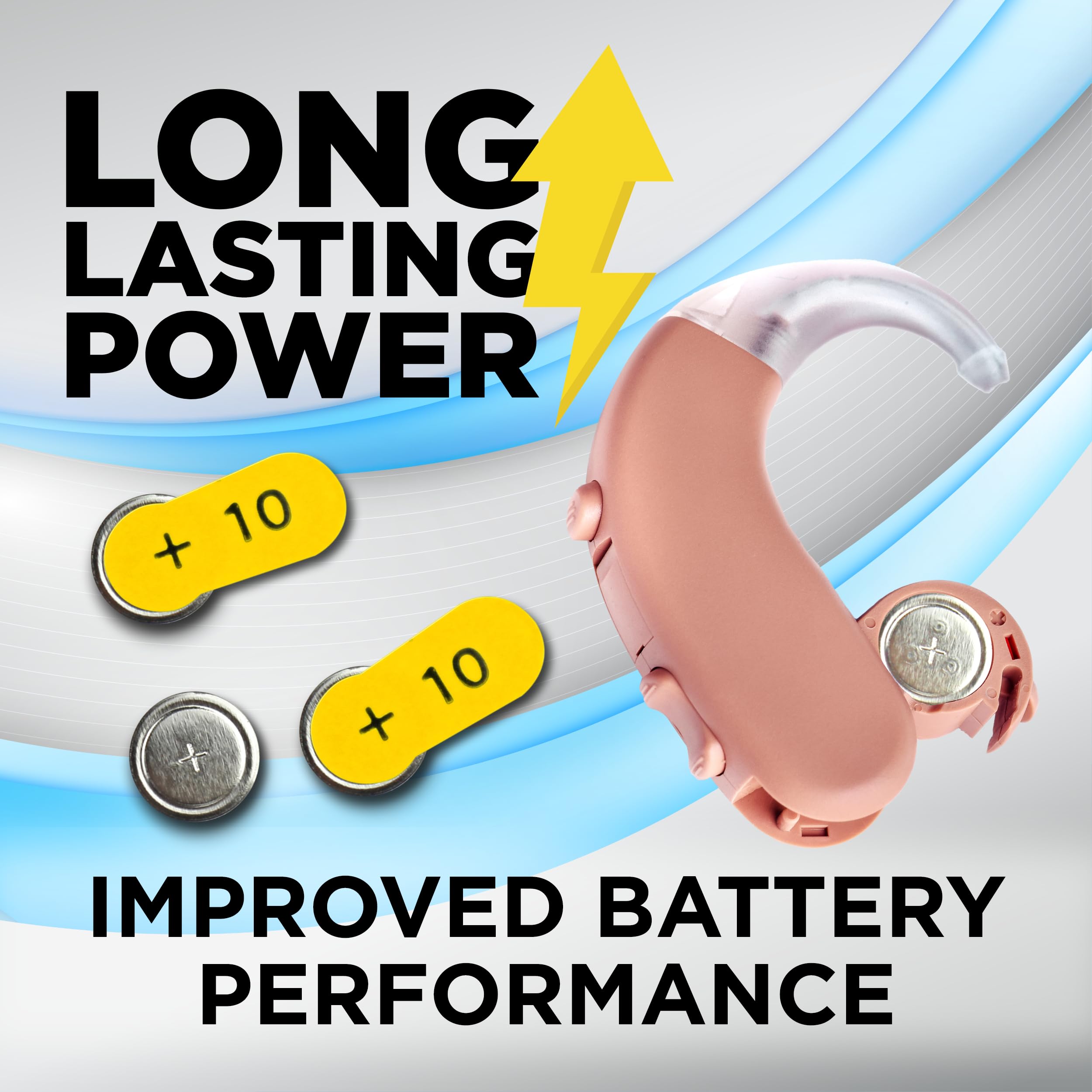 Powermax Size 10 Hearing Aid Batteries - 180 Count Long-Lasting Zinc Air Battery Pack with Yellow Easy-Change Tabs | Perfect for Seniors & Daily Hearing Aid Use
