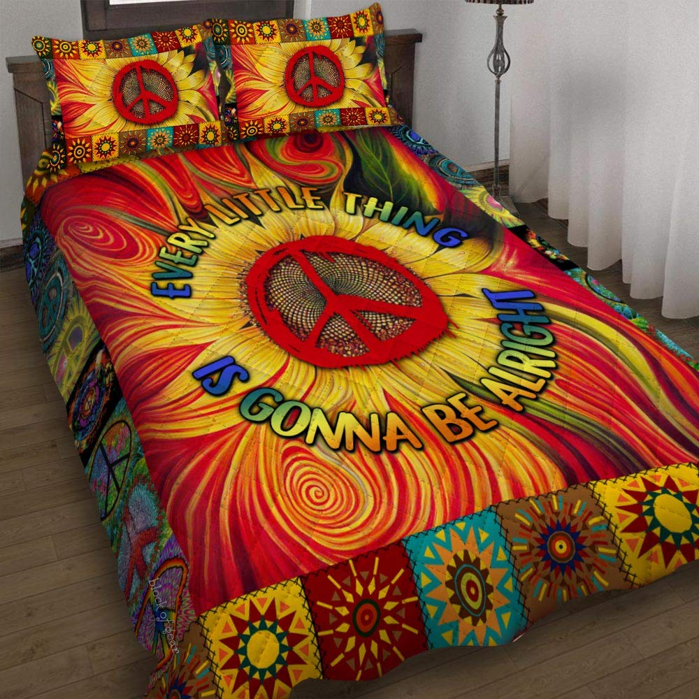 Sunflower Quilt Bedding Set - Soft Microfiber All-Season Coverlet with Pillowcases (Twin/Queen/King) | Cozy Farmhouse Bedspread for Guest Rooms, Dorm Decor & Gift Ideas - DDH1403QS