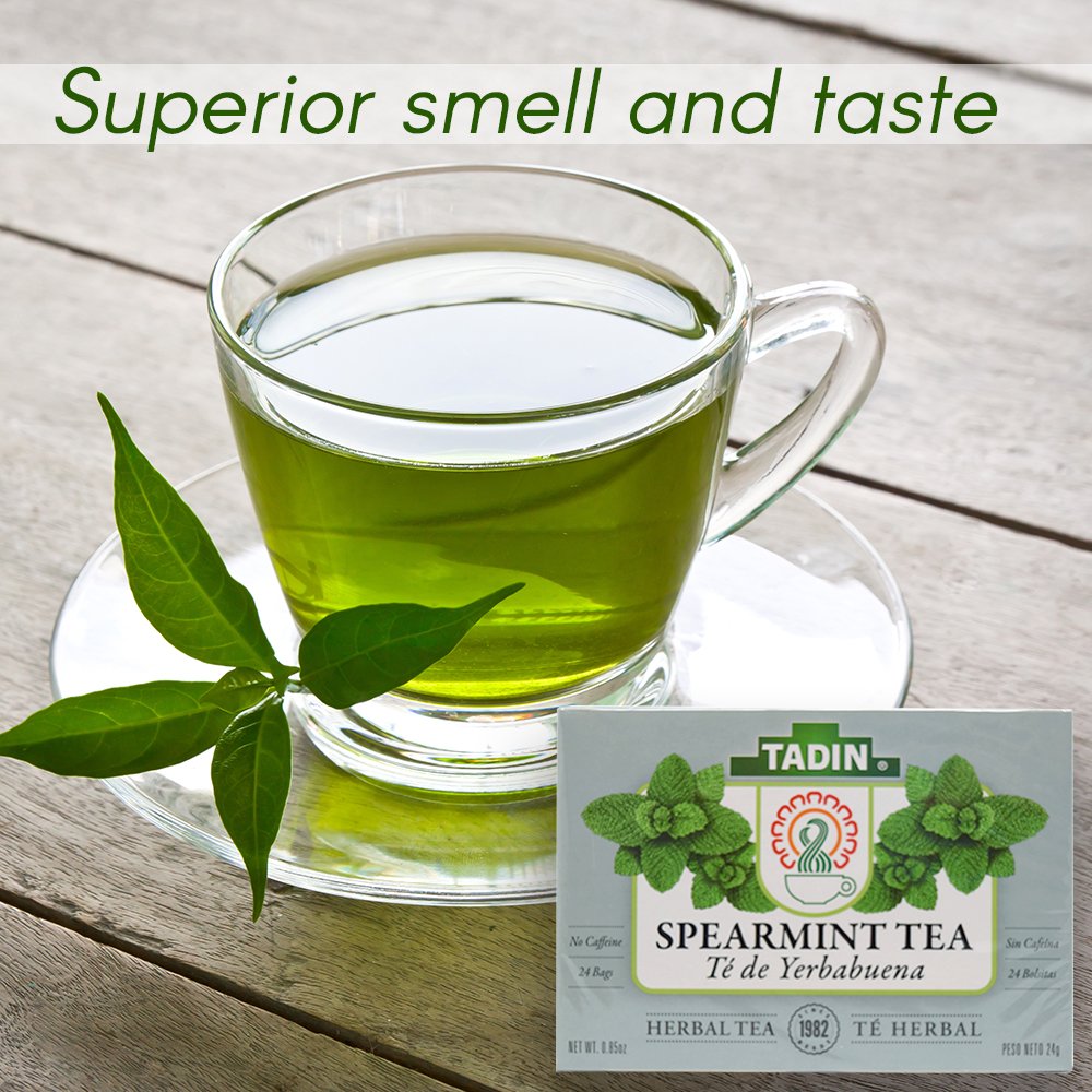 Tadin Organic Spearmint Tea - 24 Herbal Tea Bags for Relaxation & Digestion | Yerbabuena Mint Tea for Stress Relief & After Meals