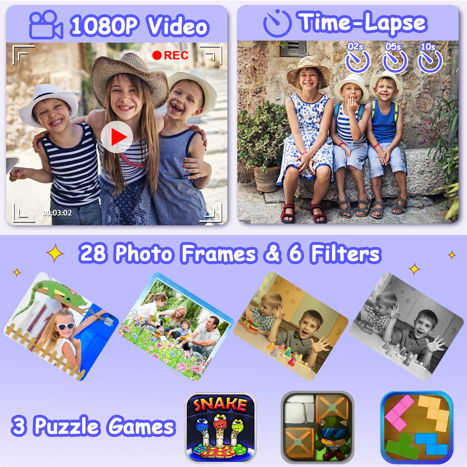 DEKER Kids Waterproof Camera - HD Digital Action Camcorder for Children Ages 3-12 | Underwater & Outdoor Adventure Camera with 2 Inch IPS Screen & 32GB Card | Perfect Christmas Birthday Gift for Boys & Girls (Dark Blue) | Great for Swimming, Beach Vacations & Family Travel