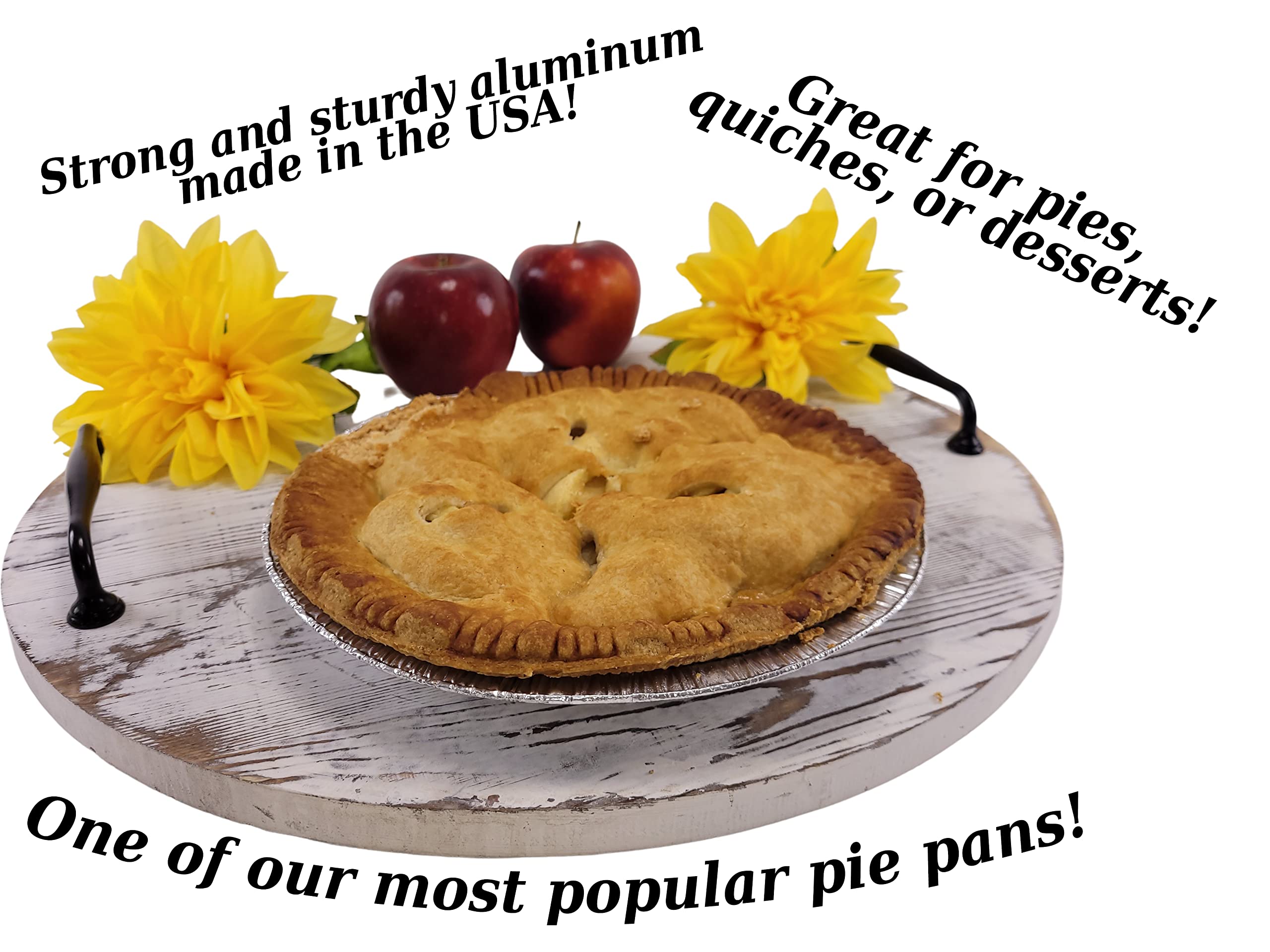 KitchenDance 11-Inch Disposable Aluminum Pie Pans - Heavy Duty Silver Foil Baking Pans for Pies, Quiches & Desserts | Nonstick, 100-Pack | Perfect for Holiday Baking, Potlucks & Meal Prep