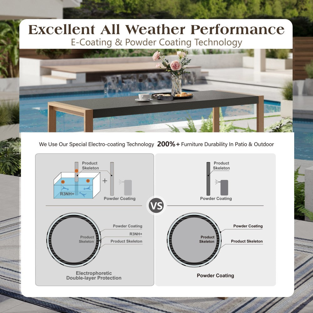 Sophia & William 3-Piece Outdoor Bar Set with Sea Stone Table & Textilene Swivel Stools - Patio, Deck, Garden, Poolside Furniture for Relaxing & Entertaining