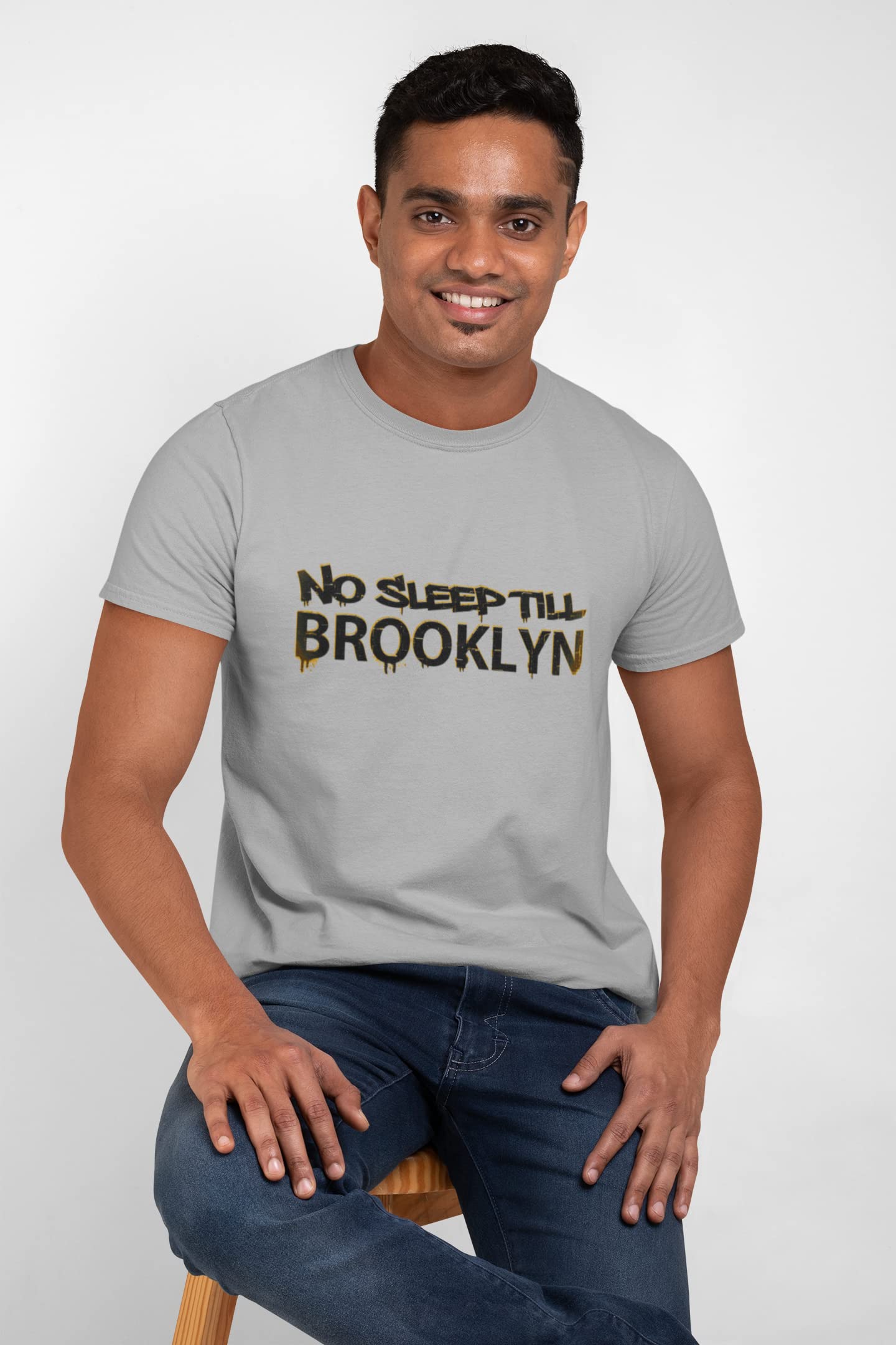 Pop Threads No Sleep Till Brooklyn Graffiti NYC Graphic T-Shirt for Men | Vintage Streetwear Tee | Casual Urban Fashion for Daily Wear & Night Out