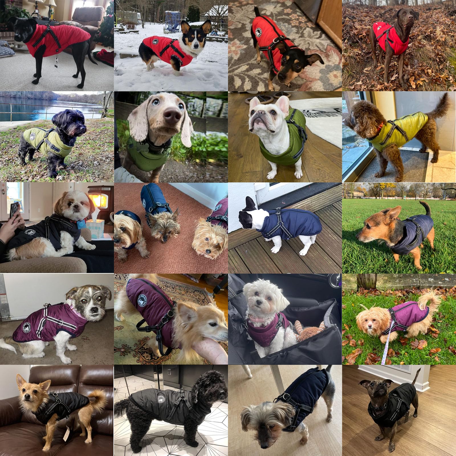 Waterproof Fleece Dog Coat with Reflective Harness - Winter Dog Jacket with Zipper for Small, Medium & Large Dogs | Warm Puppy Clothes for Outdoor Walks & Cold Weather Protection