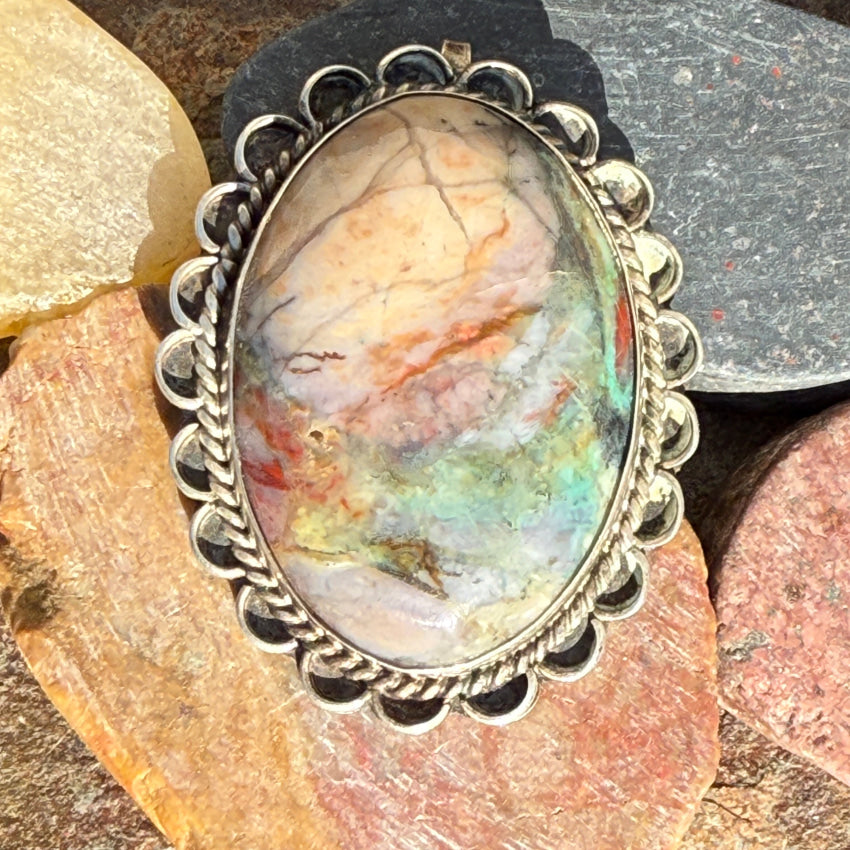 Authentic Vintage Navajo Large Agate Pendant - Handcrafted Sterling Silver Jewelry with Signature - Perfect for Boho Fashion, Southwest Style & Gift Giving