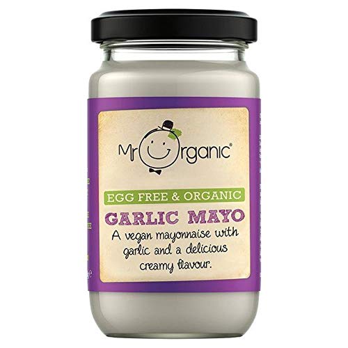 Organic Garlic Mayo 180g - Egg Free, Vegan & Gluten Free - Perfect for Sandwiches, Salads & Vegan Dipping Sauces