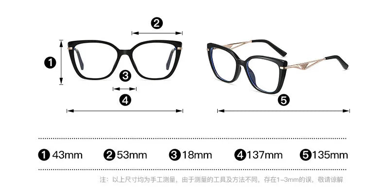 CCspace Women's Full Rim Square Cat Eye Titanium Eyeglasses Frame - Lightweight TR90 Material for All-Day Comfort - Perfect for Office, Reading & Fashion Accessories