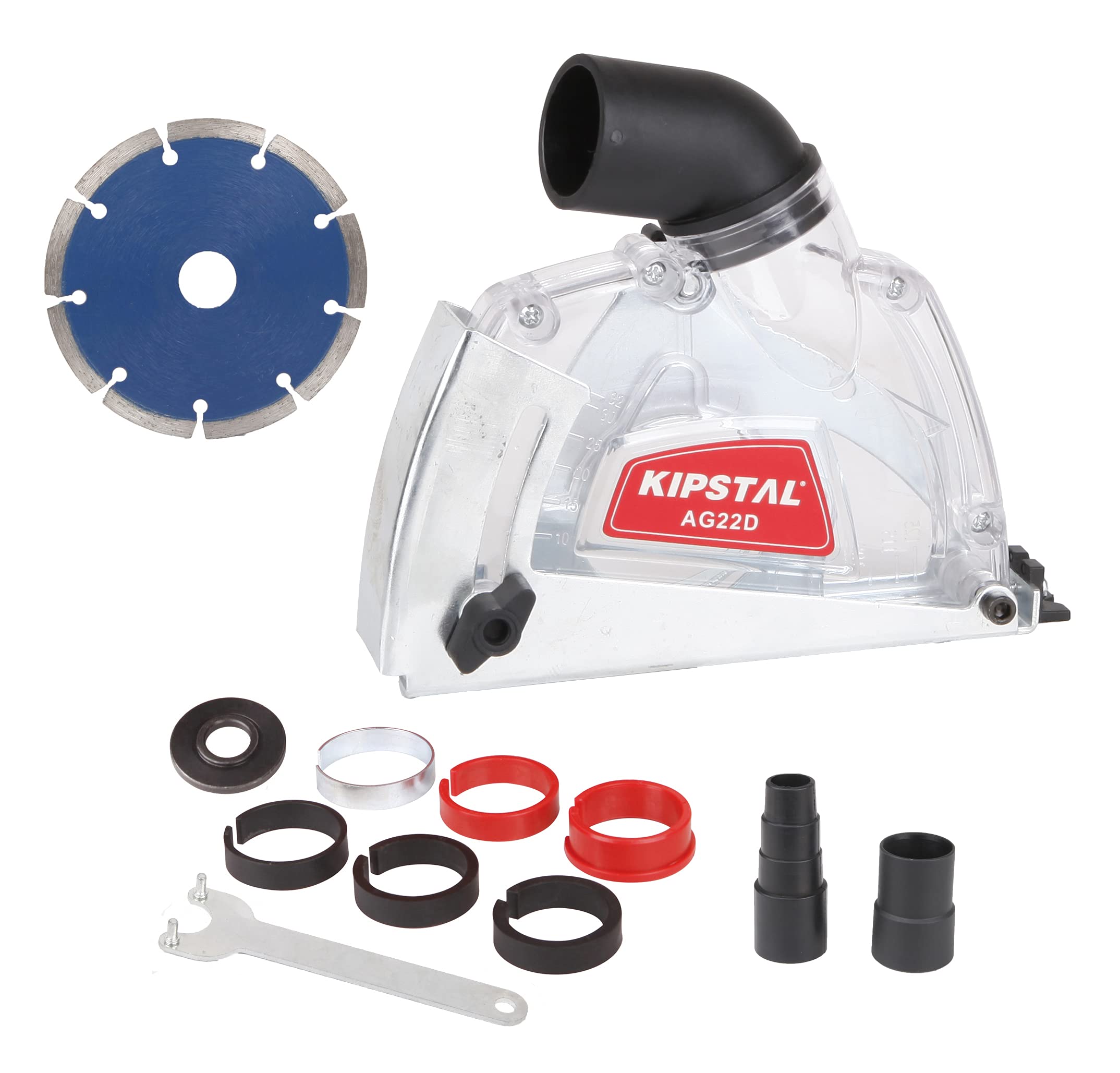 KIPSTAL 4.5-5 Inch Angle Grinder Dust Shroud with 5 Inch Diamond Cutting Wheel - Dust Control Attachment for Concrete, Tile, Masonry Cutting - Perfect for DIY & Professional Construction Projects