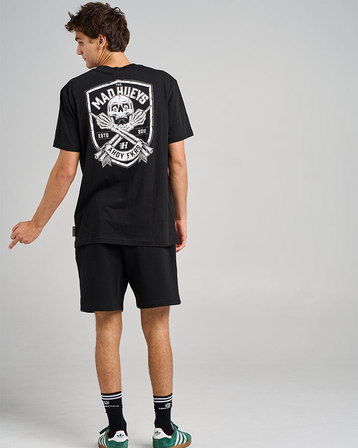 The Mad Hueys AHOY FKRS SHIELD Short Sleeve T-Shirt | Men's Graphic Tee for Surfing, Beach & Casual Wear