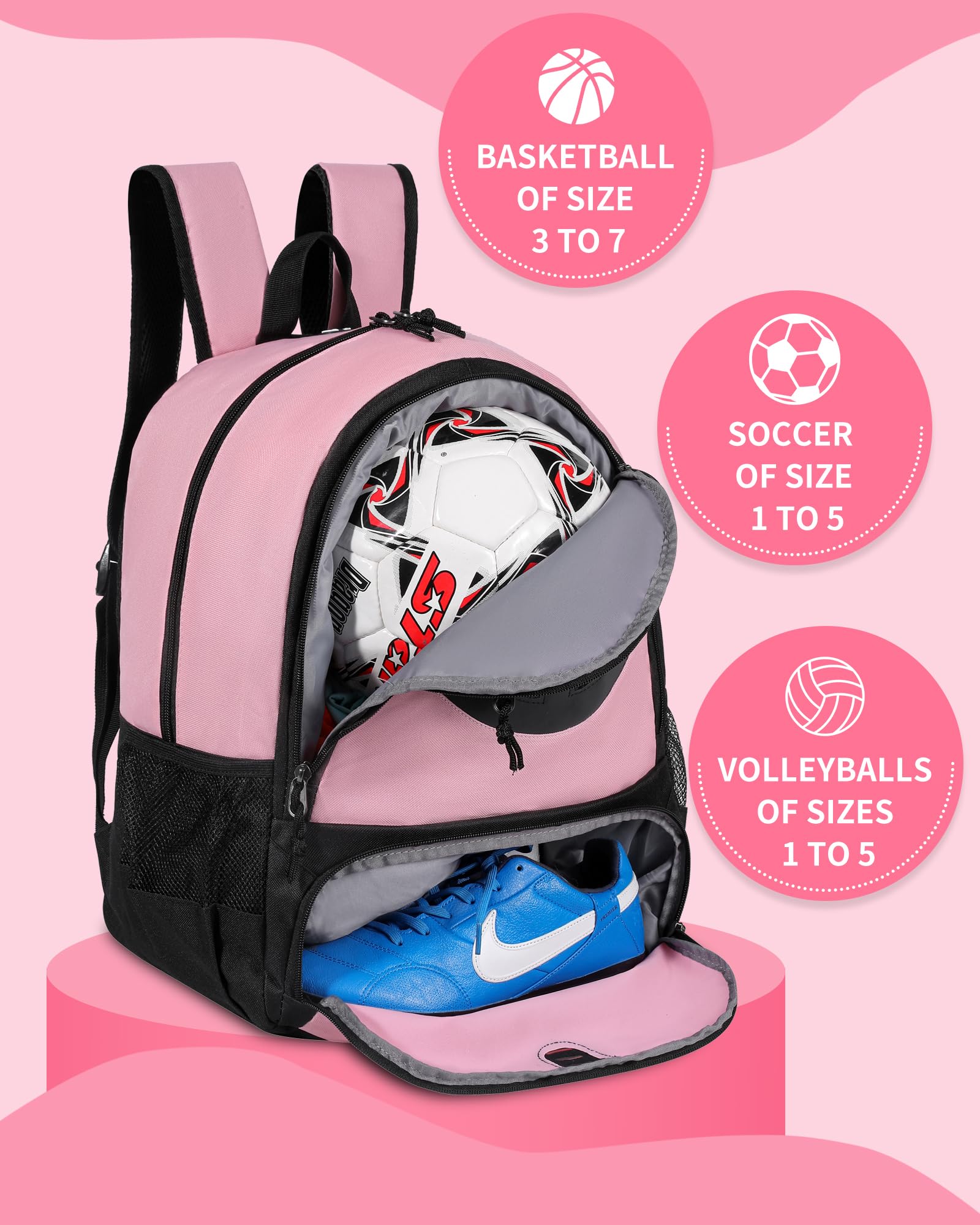 **30L Lightweight Breathable Basketball Backpack for Men & Women - Sports Gym Travel Bag with Separate Ball & Shoes Compartment - Perfect for Basketball, Soccer, Volleyball & School Use**