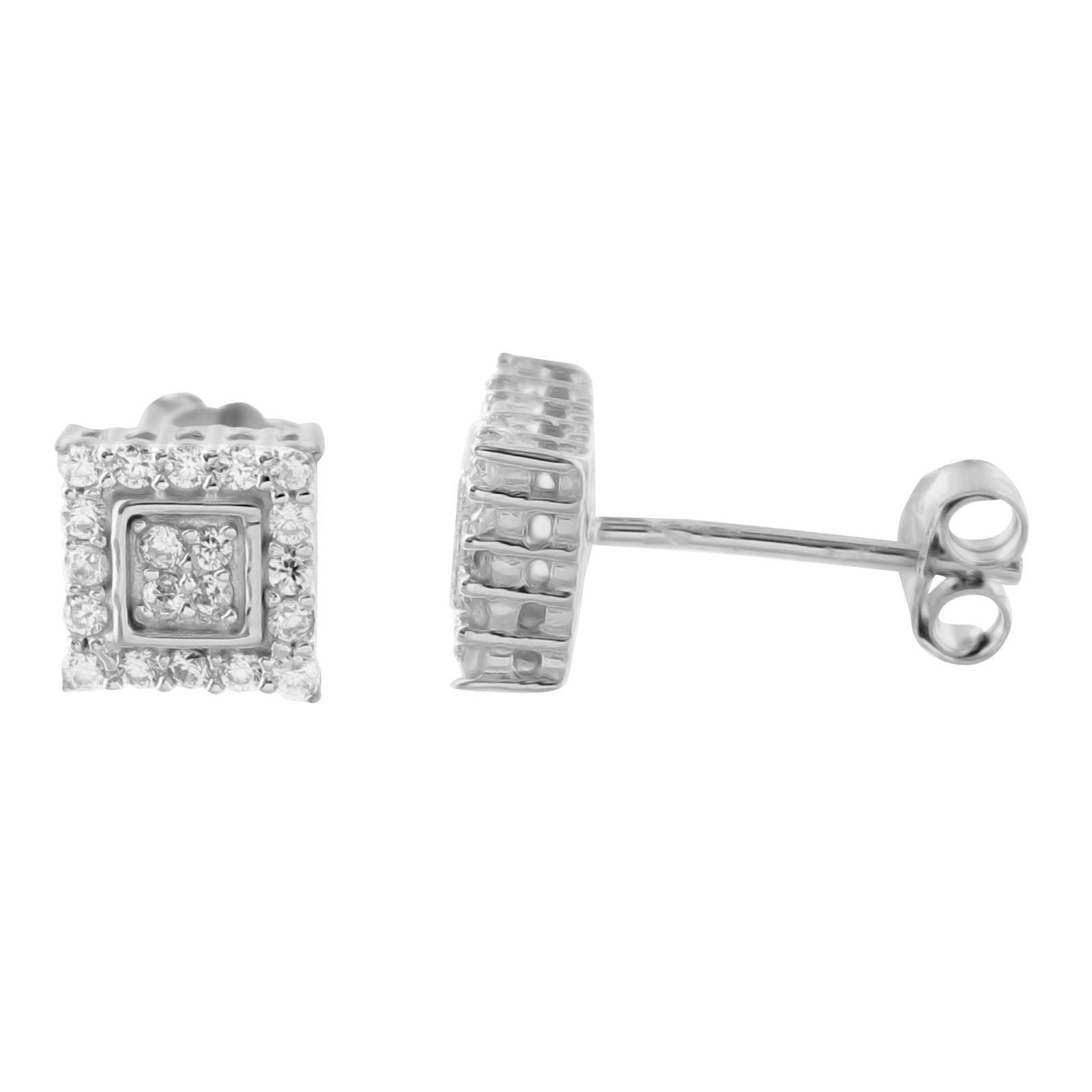 Lab Grown Diamond Square Stud Earrings in Sterling Silver - Hypoallergenic & Durable for Everyday Wear, Work, and Special Occasions