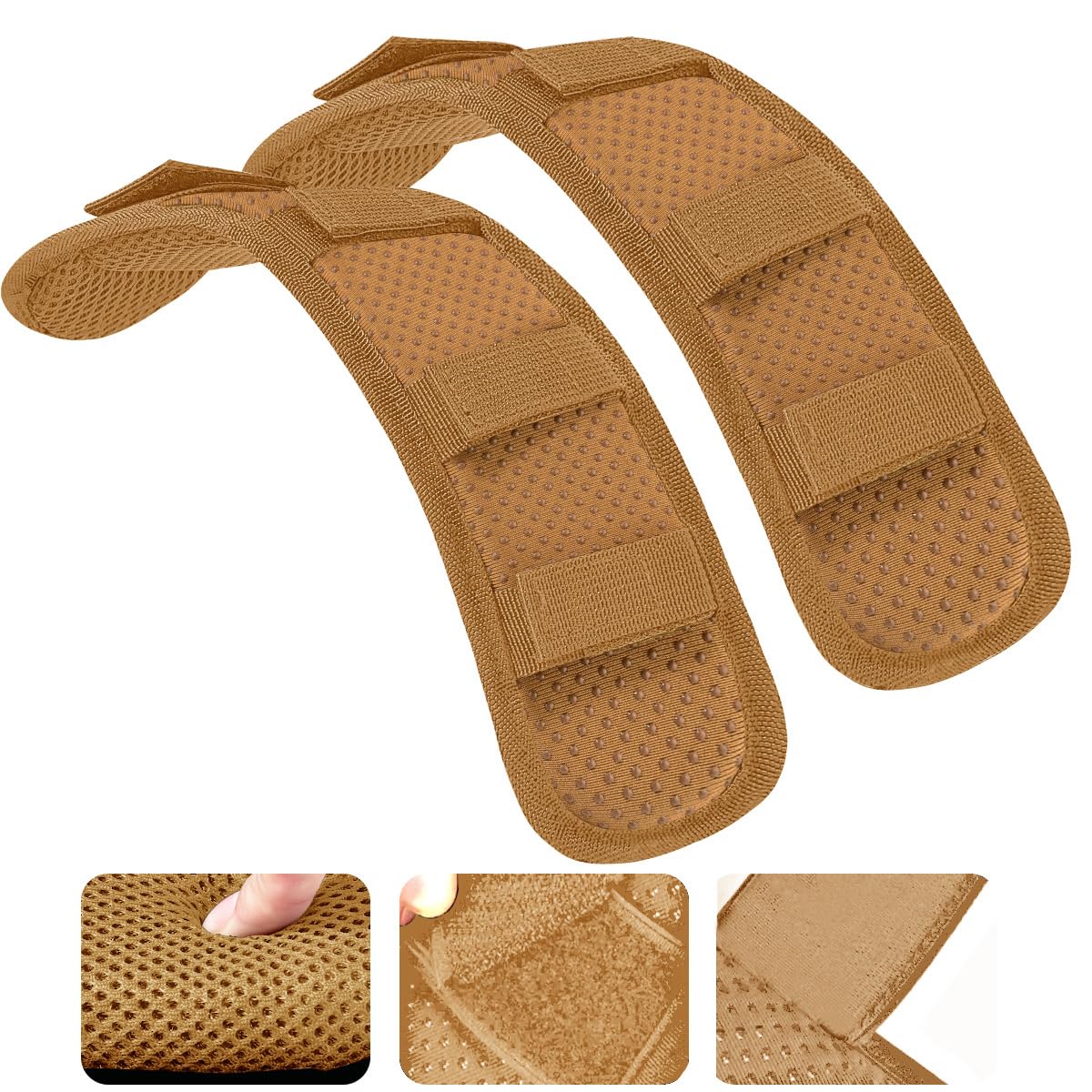 ZINZ 2-Pack Universal Shoulder Pad with Ultra Thick Cushion - Anti-Slip & Breathable Design for Luggage, Backpacks & Crossbody Bags (Khaki) - Perfect for Travel, Commuting & Daily Use