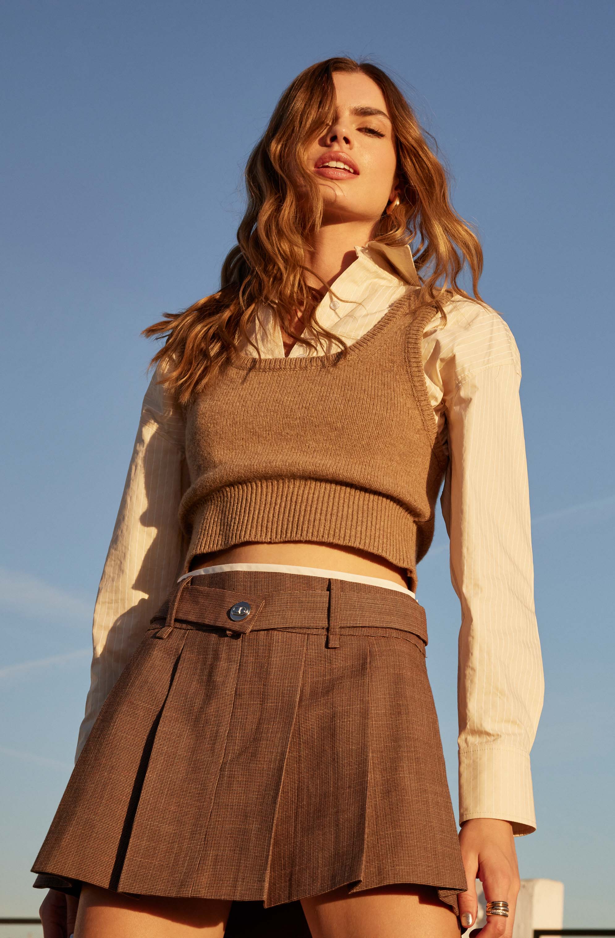 Guinevere Layered Sweater Vest Top for Women - Stylish Knit Cardigan with Open Front - Perfect for Fall Outfits, Office Wear & Casual Chic Looks