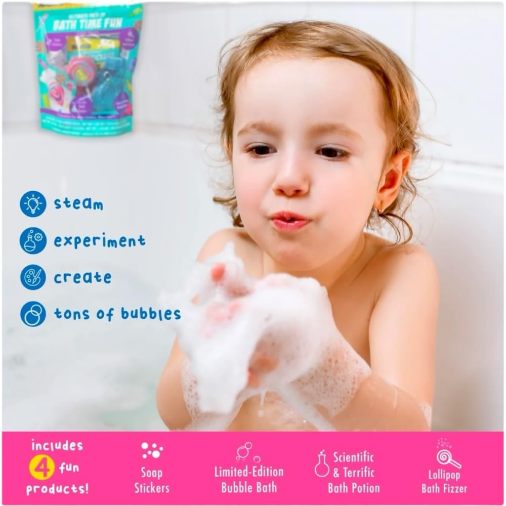 Mr Bubble Sweet Treats Bath Set - Lollipop Fizzer, Gummy Bear Bubble Bath & Bath Potion with Soap Stickers | Fun Kids Bath Time Gift for Birthday & Holidays