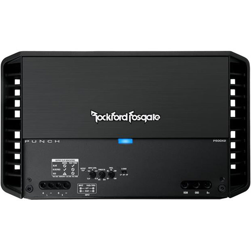 Rockford Fosgate Punch P500X2 - 500W 2-Channel Car Amplifier for High-Performance Audio | Perfect for Car Audio Systems, Trucks & Marine Boats