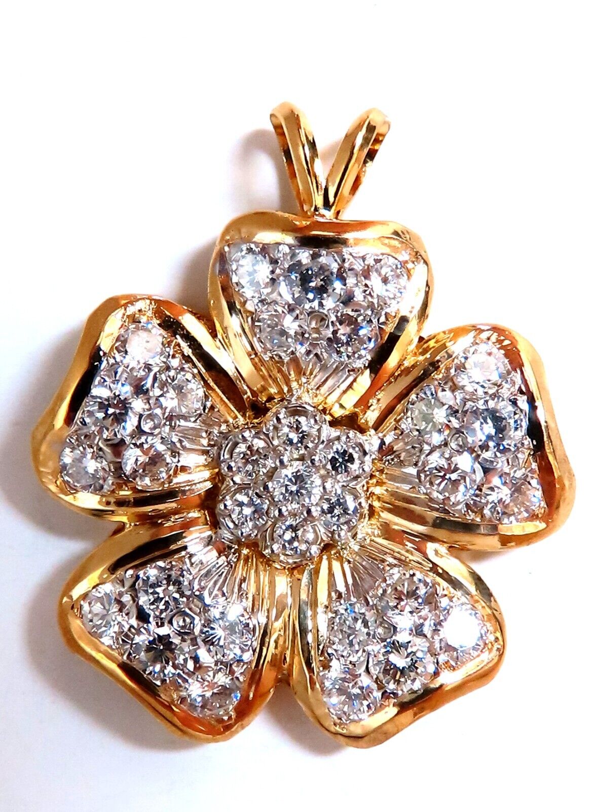 2 Carat Natural Diamond Flower Cluster Pendant in 14K Gold - Elegant Necklace for Weddings, Anniversaries & Special Occasions