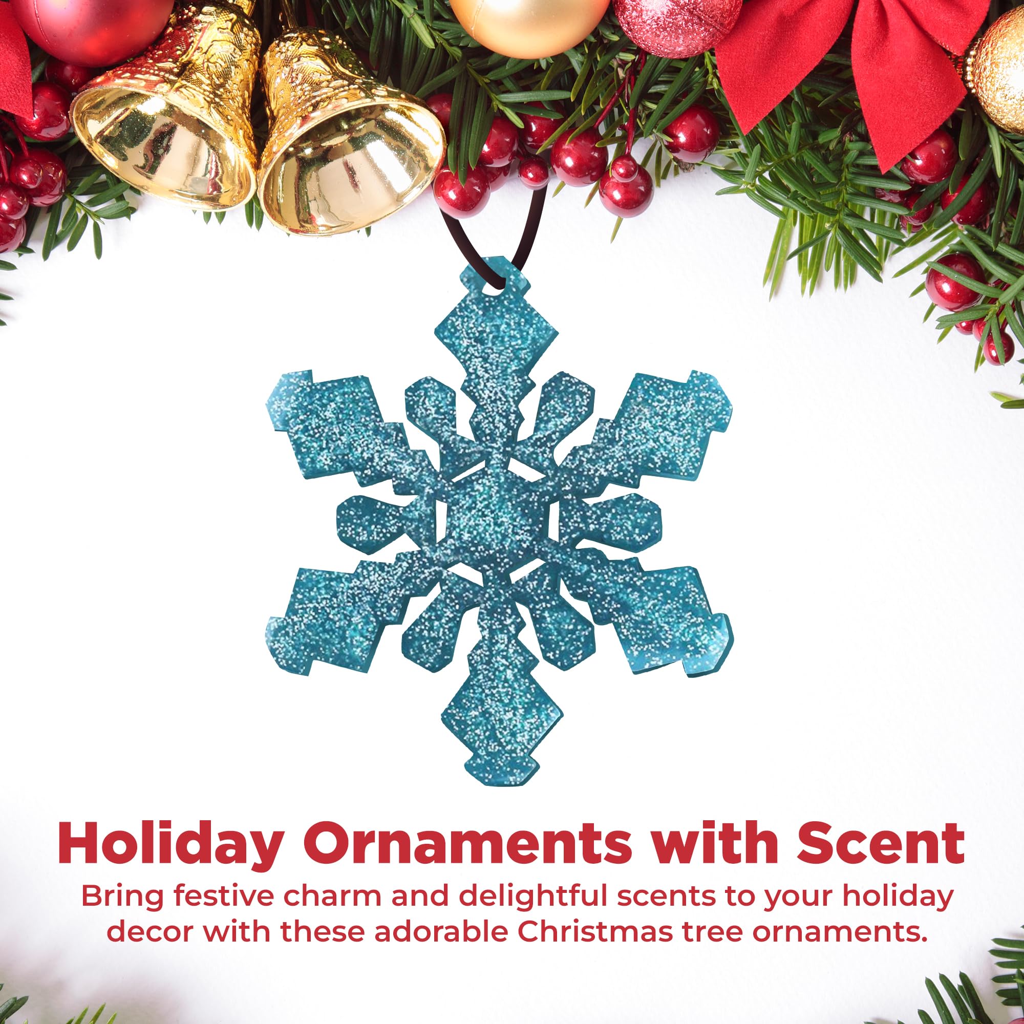 Festive Holiday Ornaments with Long-Lasting Scent - Christmas Tree Decorations, Car Air Fresheners & Home Fragrance Accessories (3-Pack Snowflake Design, Crisp Night Air Scent) - Perfect for Christmas Trees, Car Mirrors & Gift Giving