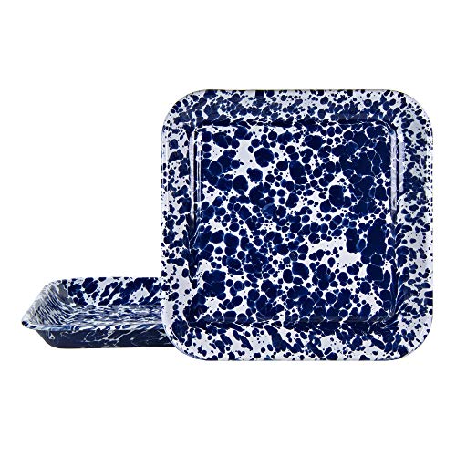 Premium Cobalt Blue Swirl Square Baking Sheet - 10.5 Inch Non-Stick Cookie Pan for Baking, Roasting & Serving | Perfect for Cookies, Brownies, Pizza & Party Appetizers