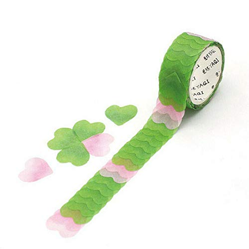 200PCS/Roll Floral Masking Tape - Washi Tape for Scrapbooking, DIY Crafts, Journaling, and Card Making - 24 Four Leaf Clover Design - Perfect for Home Decor, Gift Wrapping, and Party Decorations