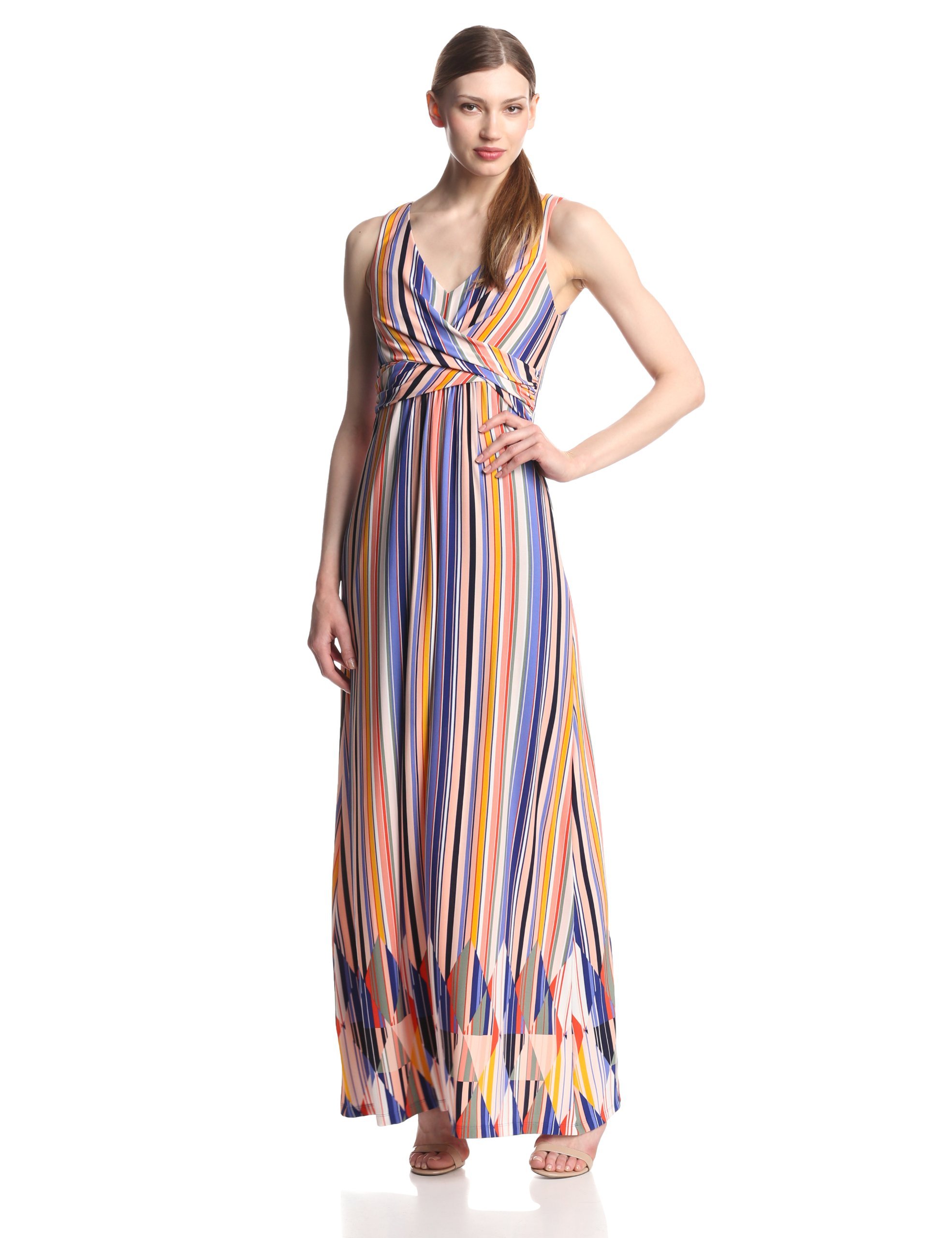 Jessica Simpson Women's Sleeveless Maxi Wrap Dress - Flowy Summer Beach Dress for Vacation, Wedding Guest & Casual Outings