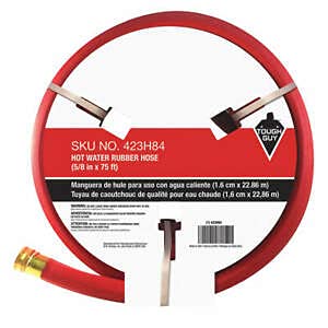 423H84 Heavy Duty 5/8 Inch ID 75ft Rubber Water Hose - Flexible & Durable Garden Hose for Lawn Care, Car Washing, and Outdoor Cleaning