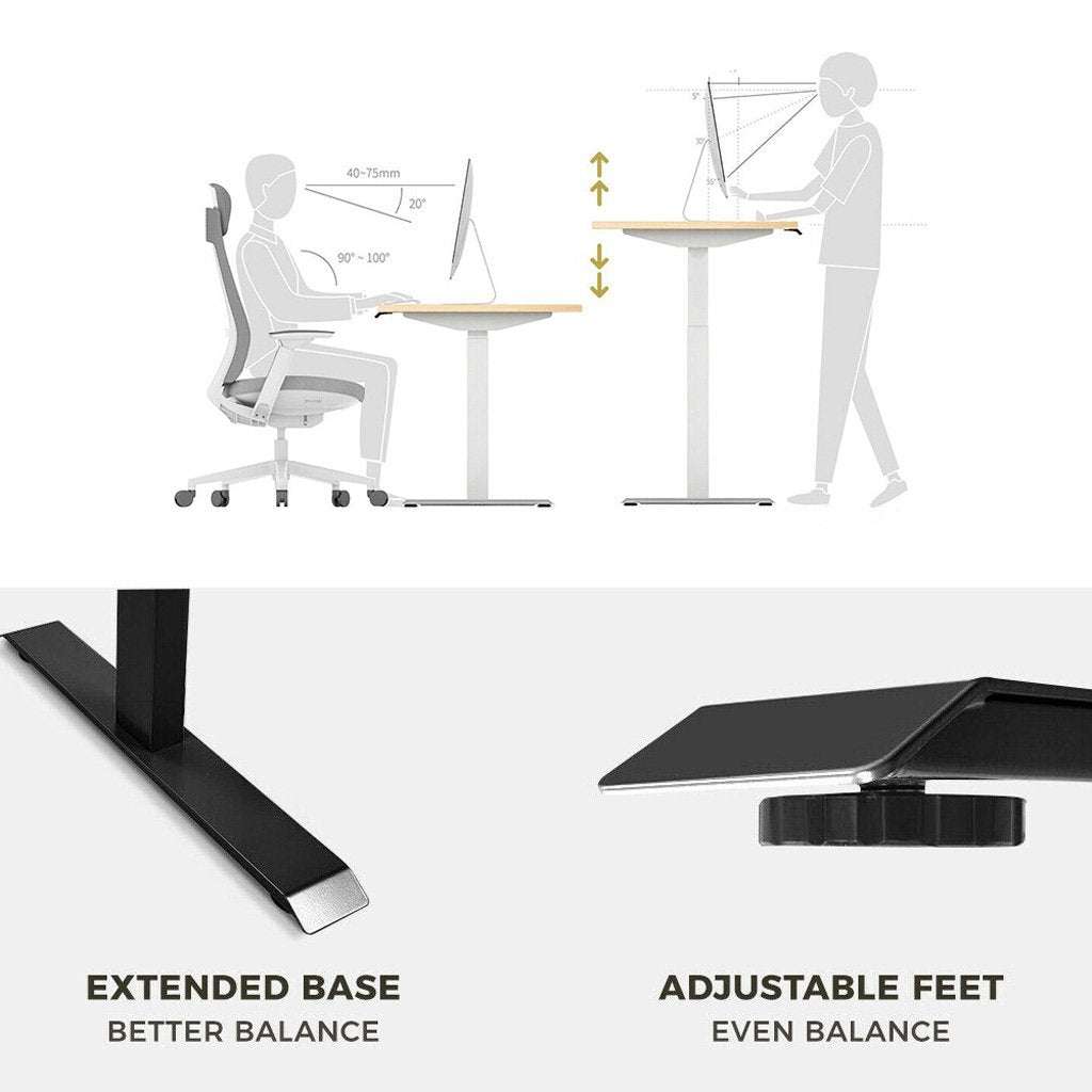 160cm Electric Height Adjustable Standing Desk with Dual Motors - Grey Frame & White Desktop - Perfect for Home Office, Gaming & Workspace Ergonomics