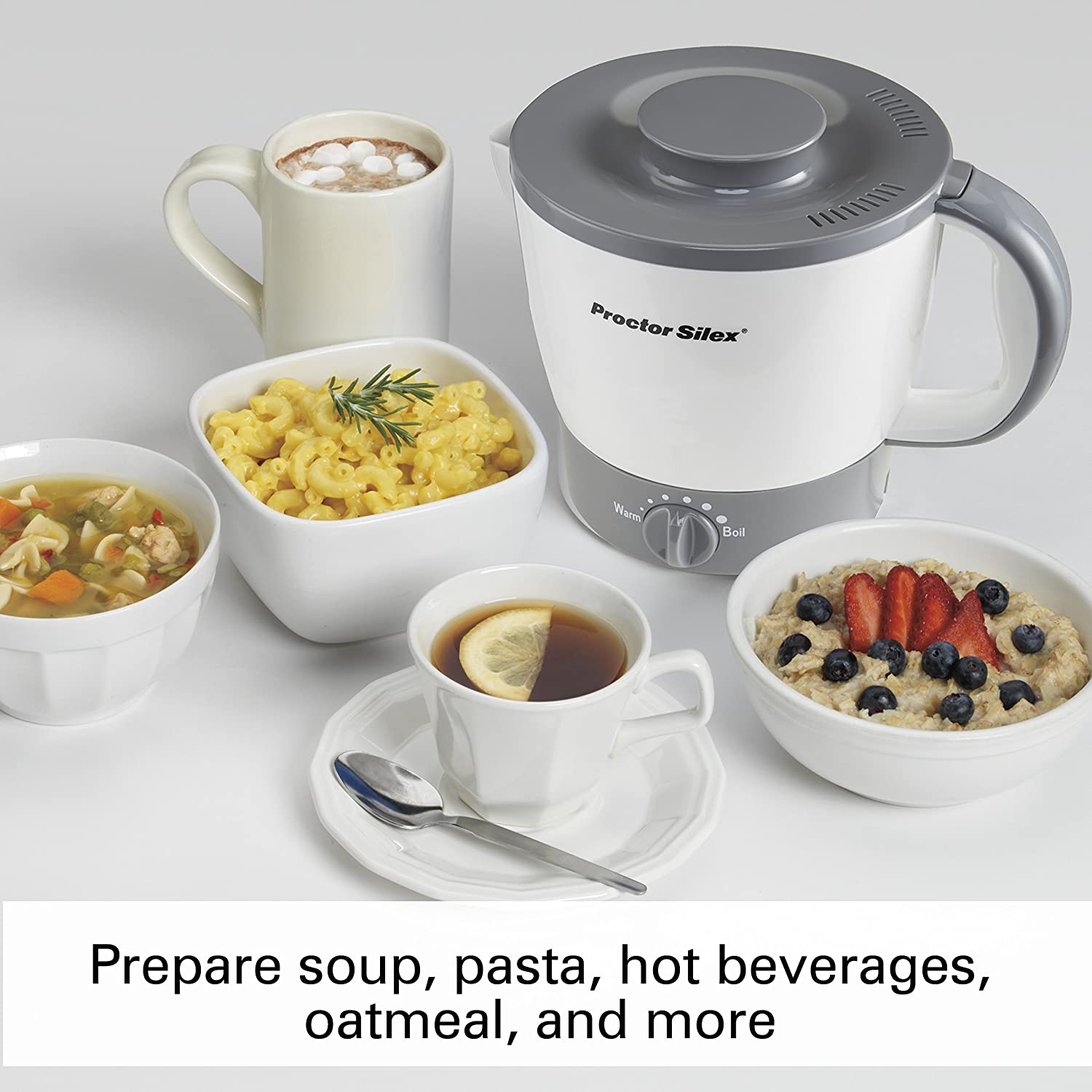 Proctor Silex 48507 Electric Hot Pot - Fast Boiling, 1.7 Quart Stainless Steel for Tea, Coffee, Soup & Noodles - Perfect for Dorms, Offices & Small Kitchens