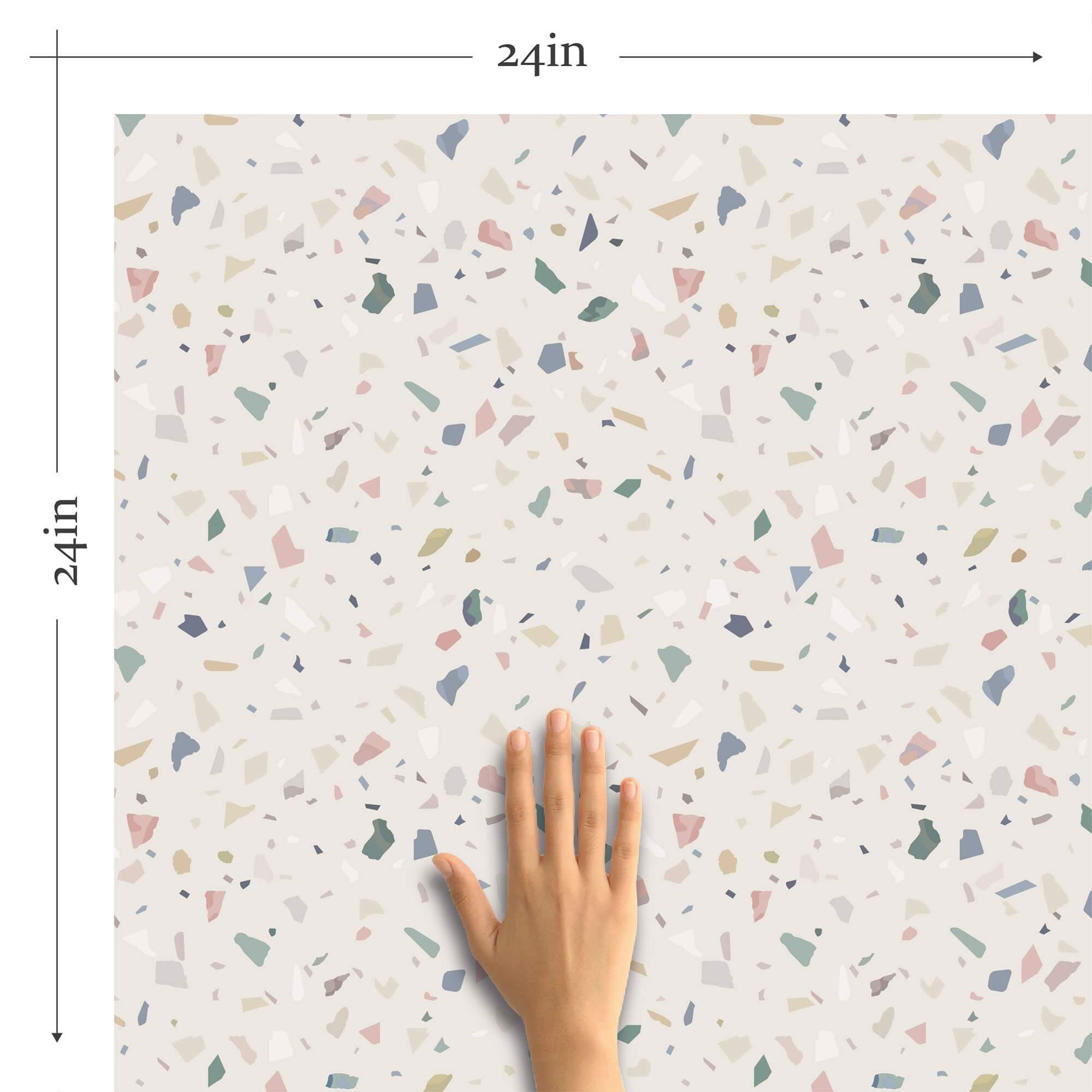 Ivory Terrazzo Peel and Stick Removable Wallpaper - Self-Adhesive Wall Covering for Home Decor, Bedroom, Living Room, Kitchen Backsplash