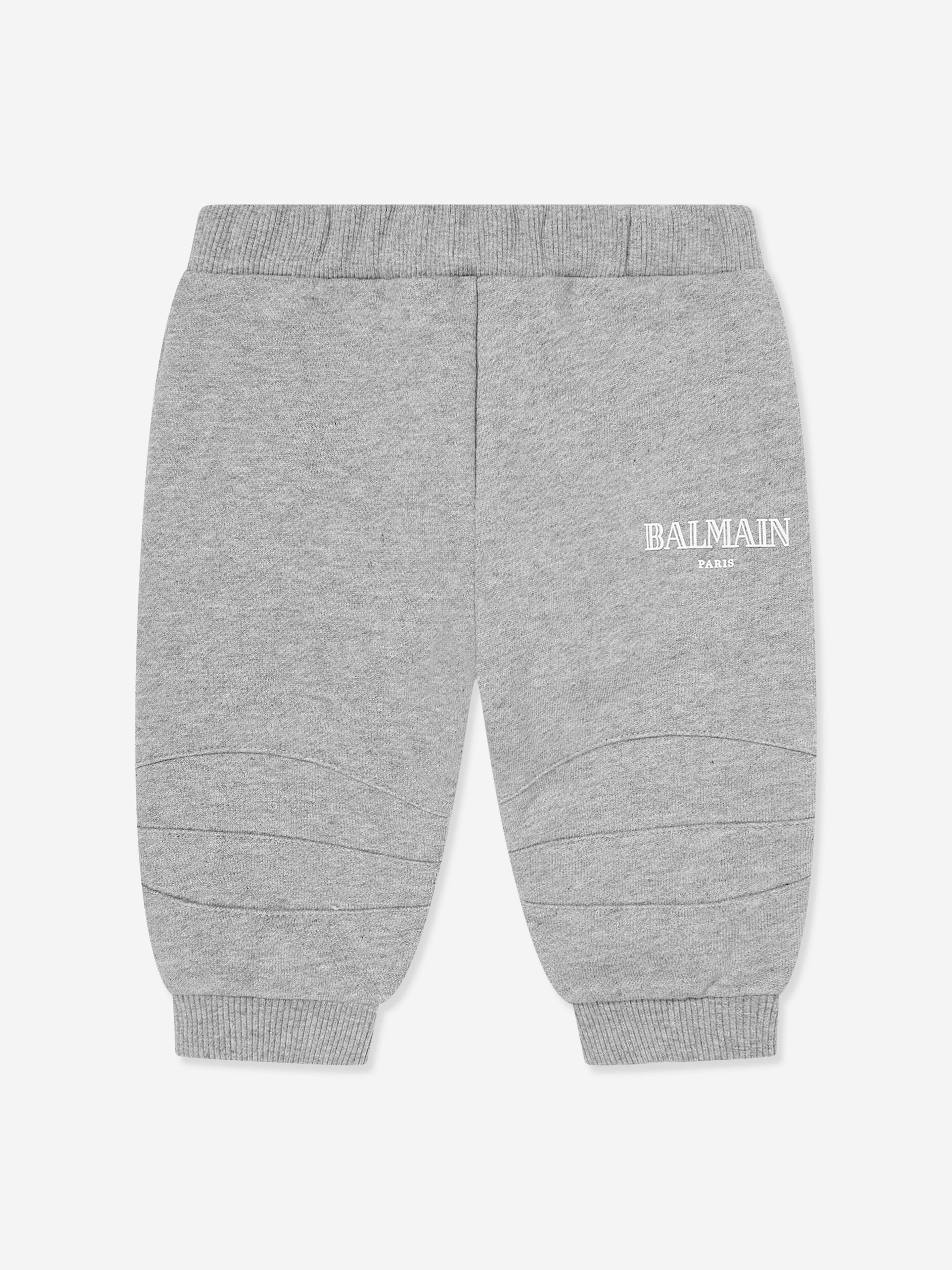 Balmain Baby Boys Logo Joggers - Grey Cotton Jogger Pants for Toddlers | Comfortable Casual Wear for Playdates & Outings