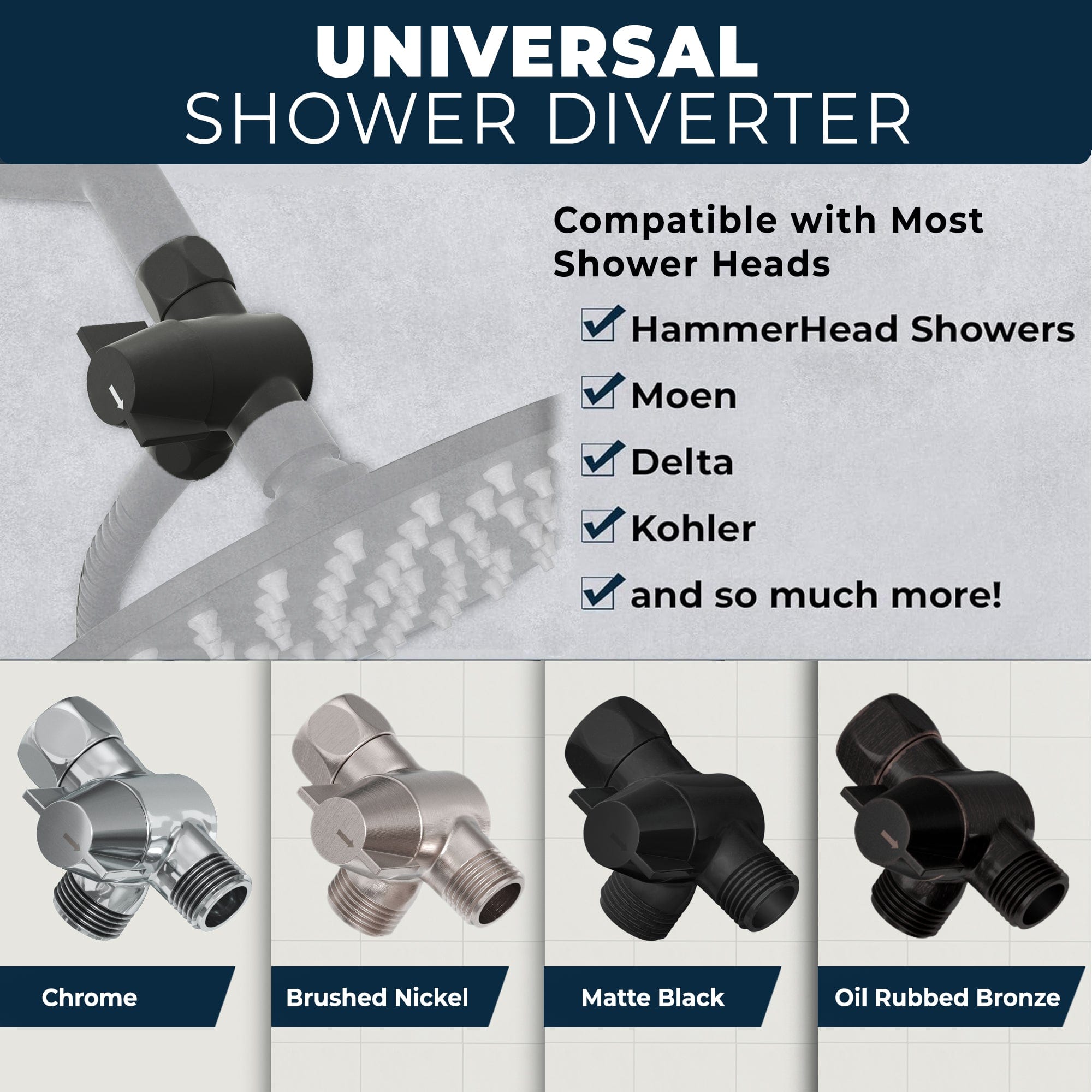 Premium All-Metal 3-Way Shower Arm Diverter Valve for Dual Shower Heads - Perfect for Bathroom Renovation & Spa-Like Shower Experience