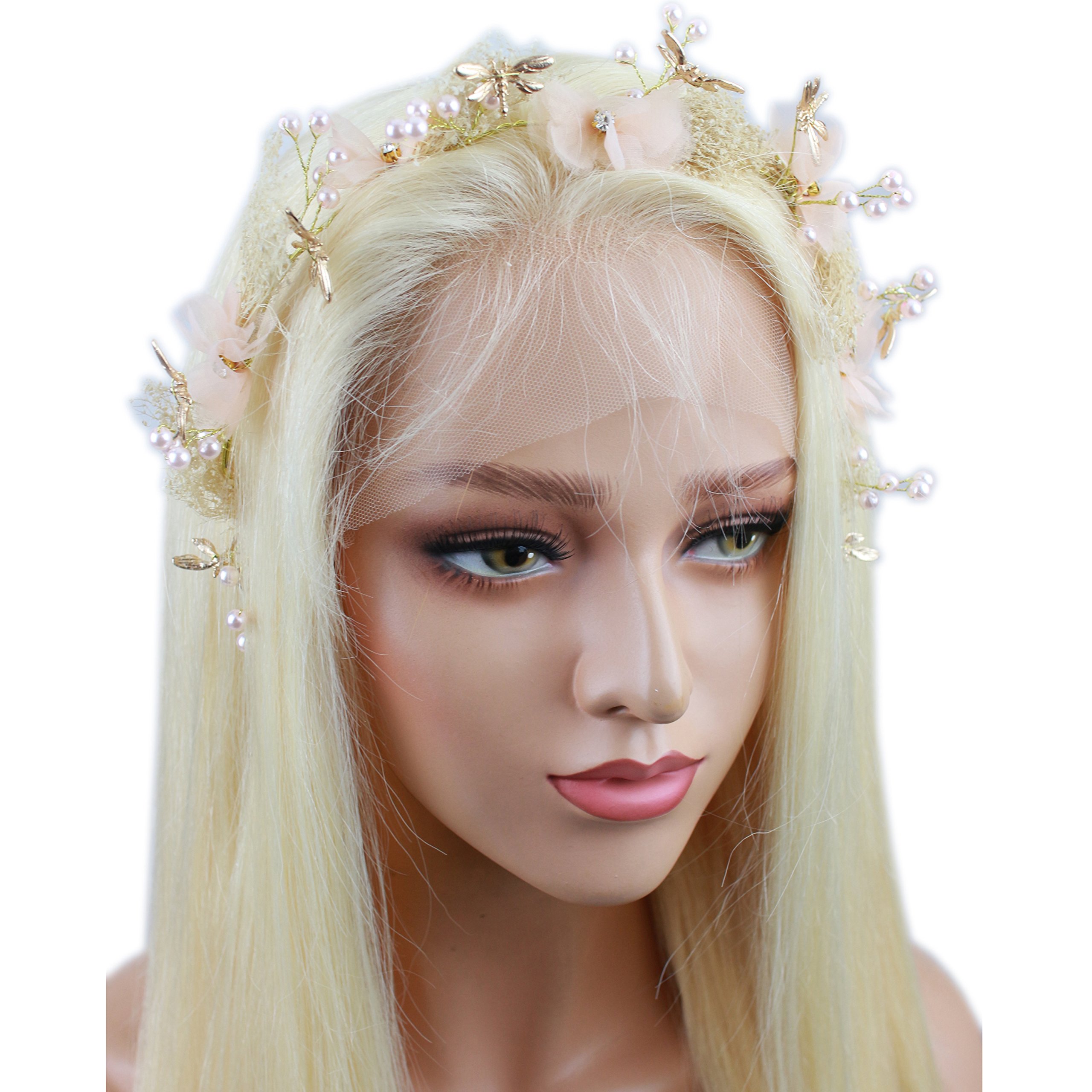 613 Blonde Brazilian Virgin Remy Human Hair Lace Front Wig - Glueless, Pre Plucked, Bleached Knots, Silky Straight with Baby Hair for Women | Perfect for Daily Wear, Cosplay, and Special Occasions