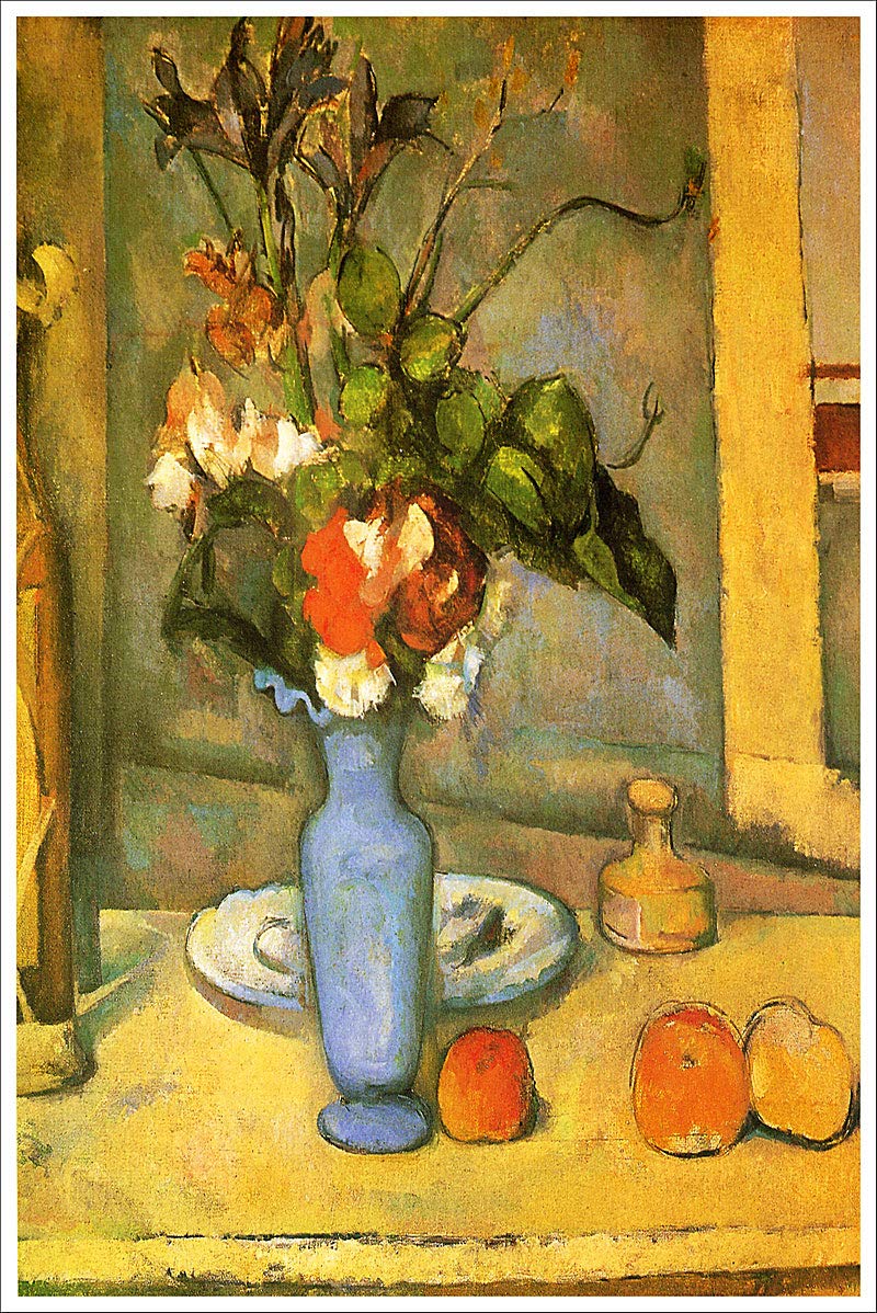 Paul Cezanne The Blue Vase Canvas Art Print - Famous Impressionist Painting Reproduction for Home & Office Wall Decor