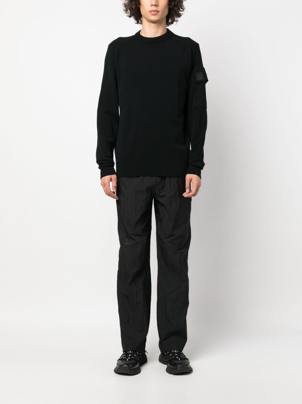 C.P. COMPANY METROPOLIS Black Sweater for Men | Premium Wool Pullover | Streetwear & Urban Fashion | Perfect for Casual Outings & Winter Layering