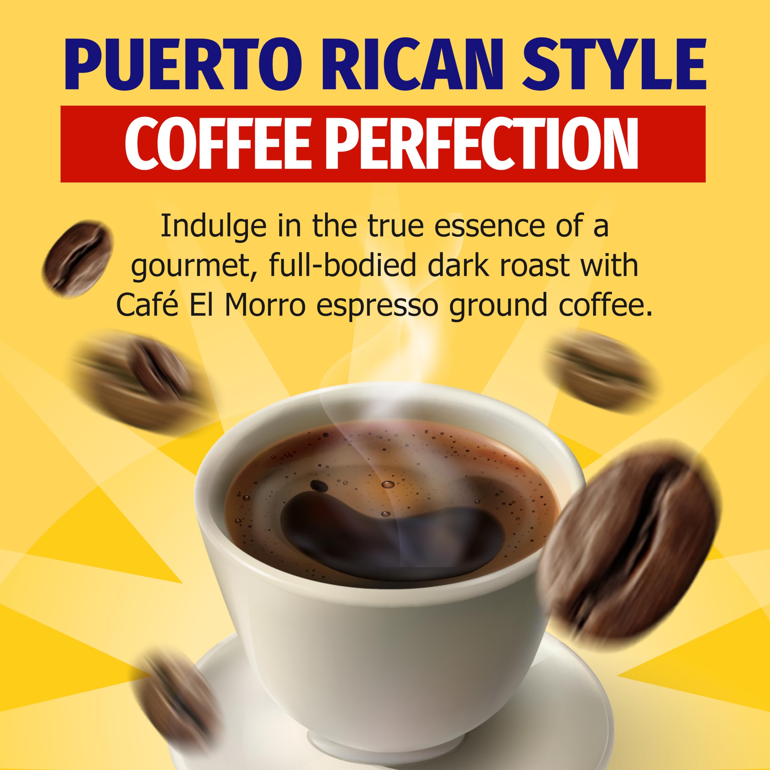 **Premium Café El Morro Dark Roast Espresso Ground Coffee - Authentic Puerto Rican Style, Vacuum Sealed, Bulk 9 oz (4 Pack) - Perfect for Espresso Machines, French Press & Cold Brew at Home or Office**