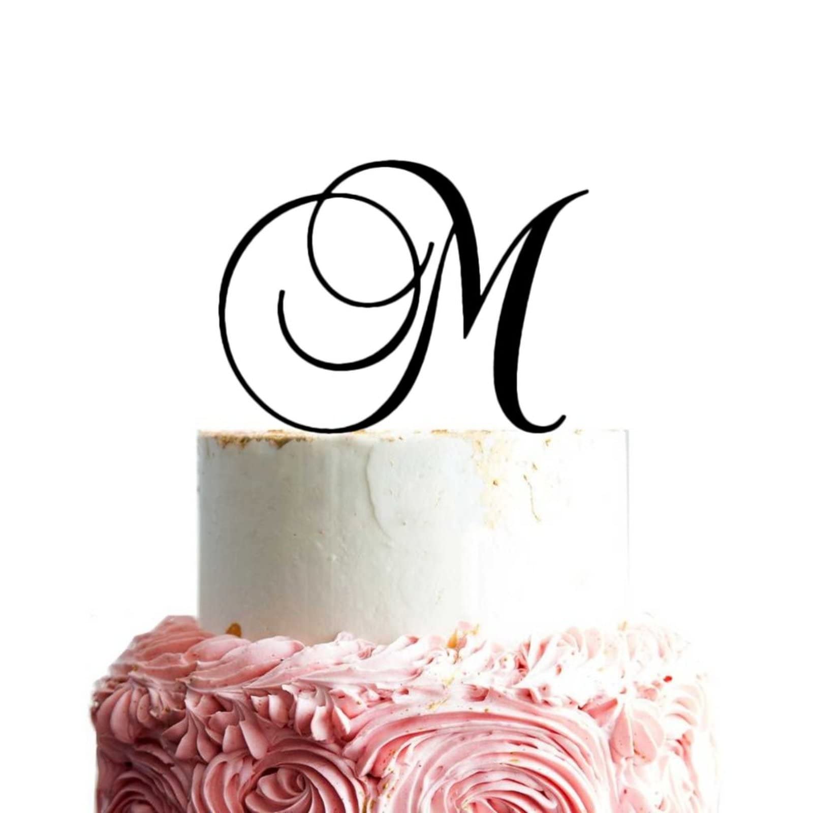 Personalized Letter M Cake Topper - Custom Initial Wedding Cake Decor - Perfect for Anniversaries, Birthdays & Bridal Showers (Gold/Silver/Rose Gold Options)
