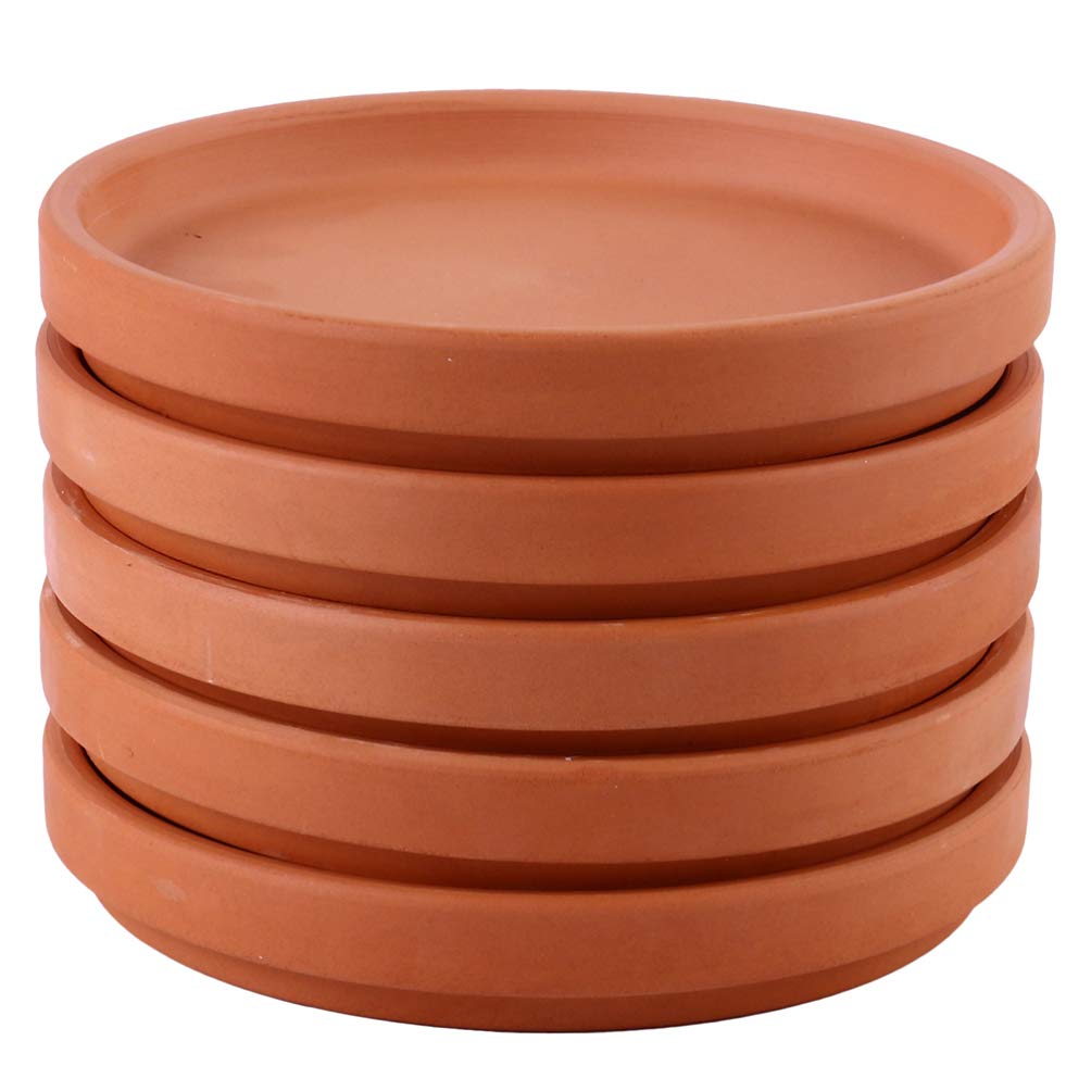 5Pcs Round Terra Cotta Plant Pot Saucers - 8.5X1.5cm Ceramic Drip Trays for Indoor/Outdoor Flower Pots & Planters | Perfect for Home Garden, Balcony, and Patio Decor