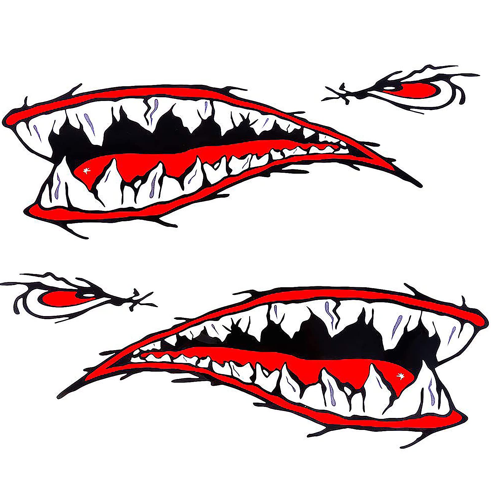 Waterproof Shark Teeth Kayak Decals - Pack of 2 (Left & Right) for Fishing Boats & Kayaks - Durable Vinyl Stickers for Water Sports & Outdoor Adventures