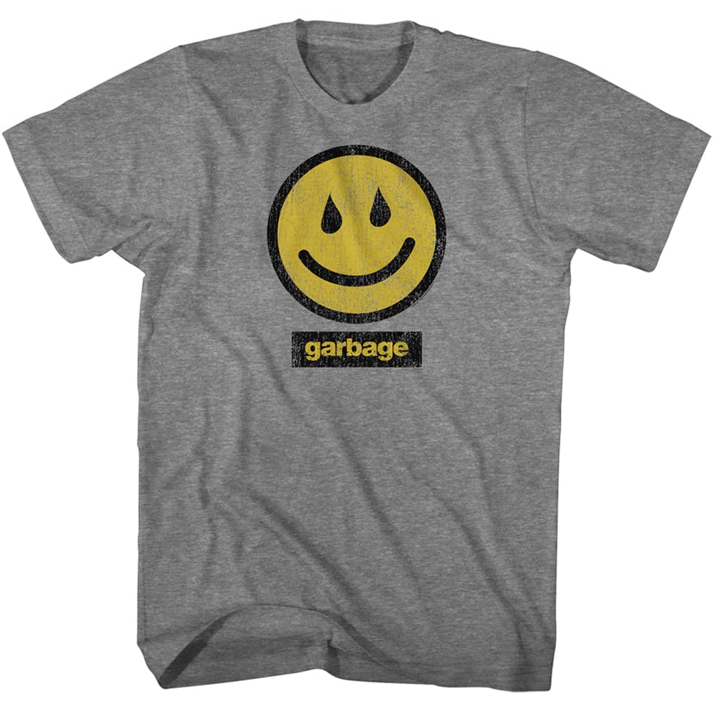 Garbage Rock Band Smile Face Graphic T-Shirt for Adults - Cool Vintage Band Tee for Concerts, Casual Wear & Music Lovers