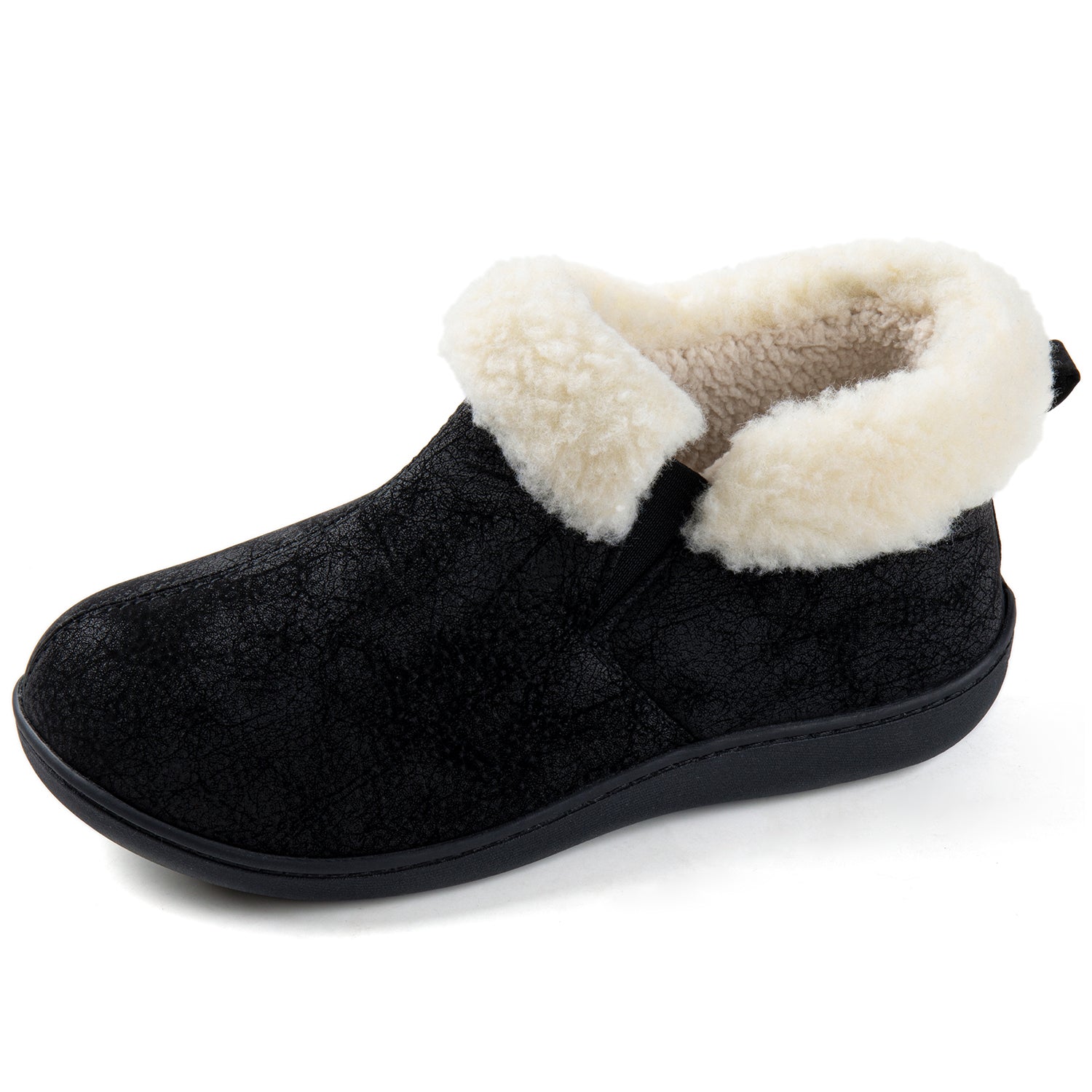 RockDove Women's Sierra Faux Leather Bootie Slippers - Cozy Indoor/Outdoor House Shoes for Winter Comfort & Style
