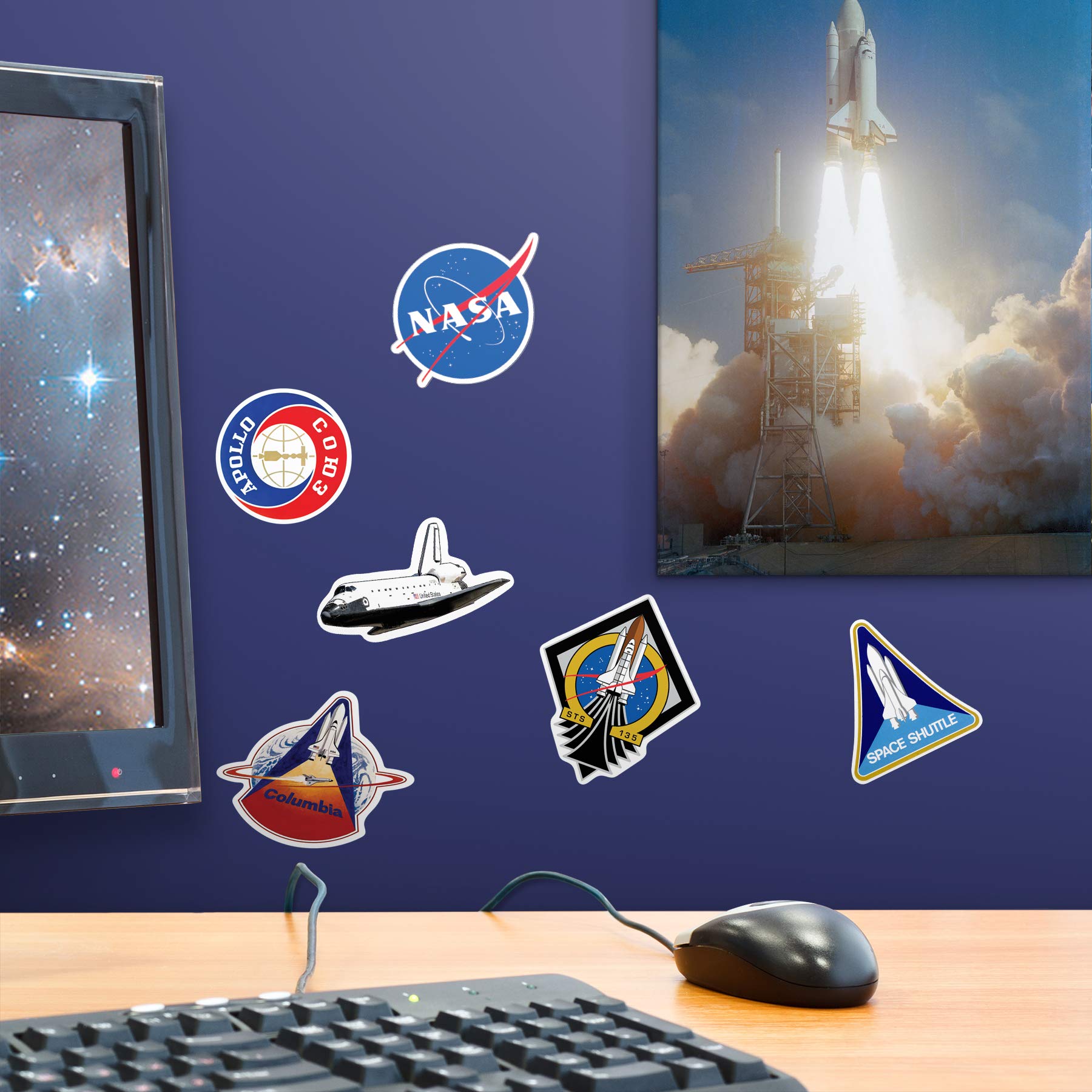 Popfunk NASA Space Shuttle Collectible Stickers - Vintage Space-Themed Decals for Laptops, Water Bottles & Notebooks - Perfect for Space Enthusiasts & Gift Giving