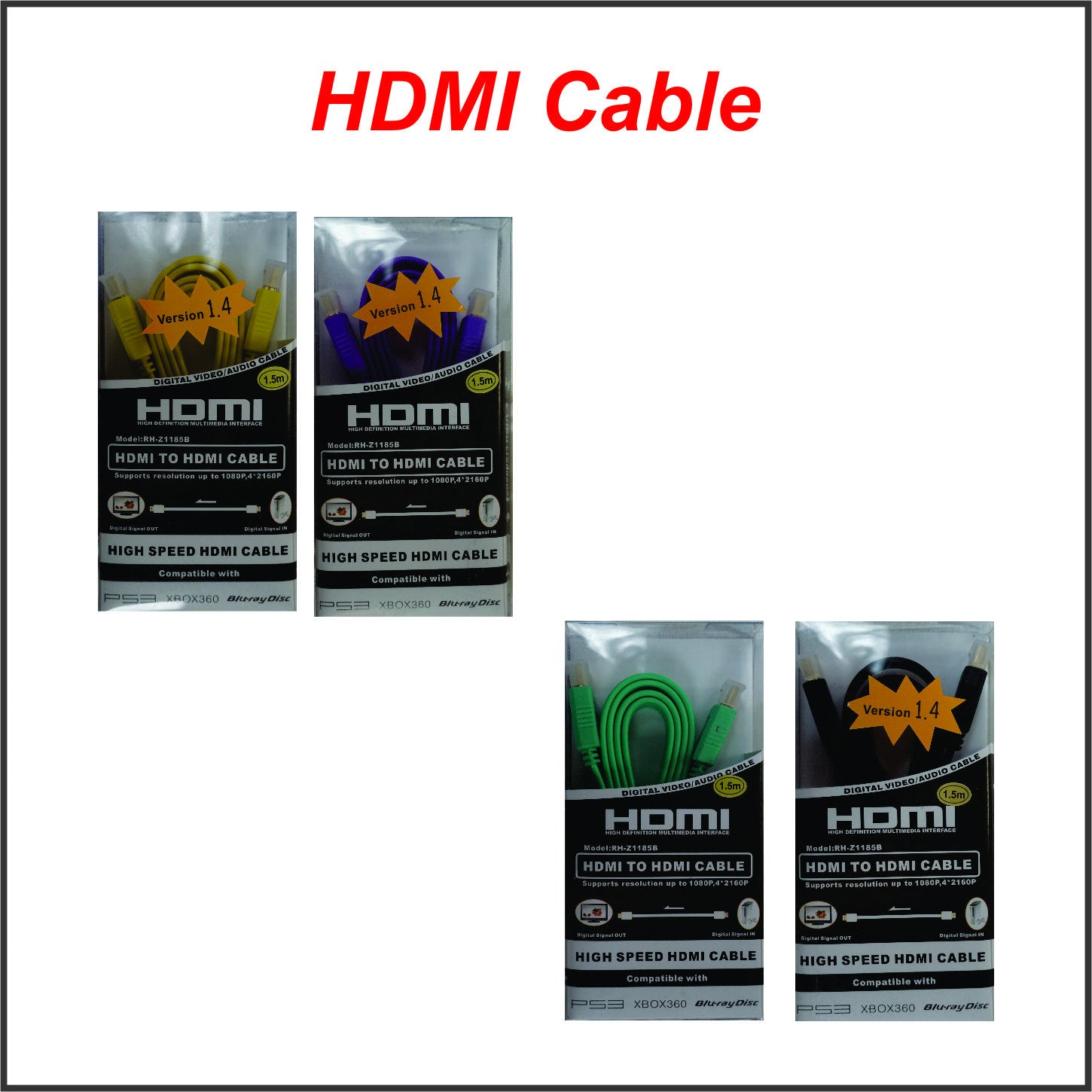 Premium HDMI Cable 4K 60Hz High Speed 18Gbps with Ethernet - Supports 3D, HDR, ARC - for Smart TV, Gaming Console, Laptop, Home Theater System