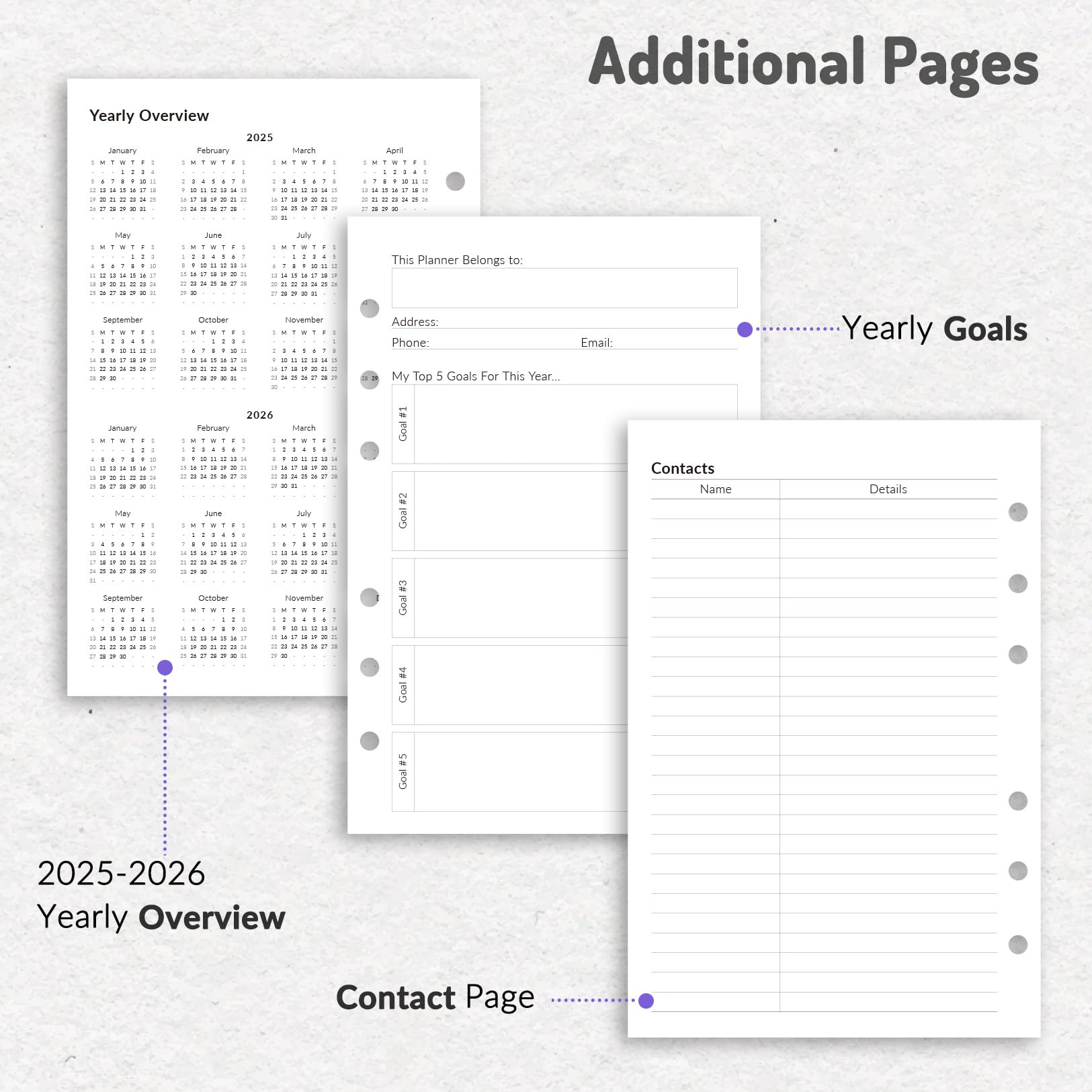 2025 Weekly & Monthly Planner Refills - 6-Hole Punched A5 Planner Inserts (Jan-Dec 2025) with Monthly Tabs - 5.5