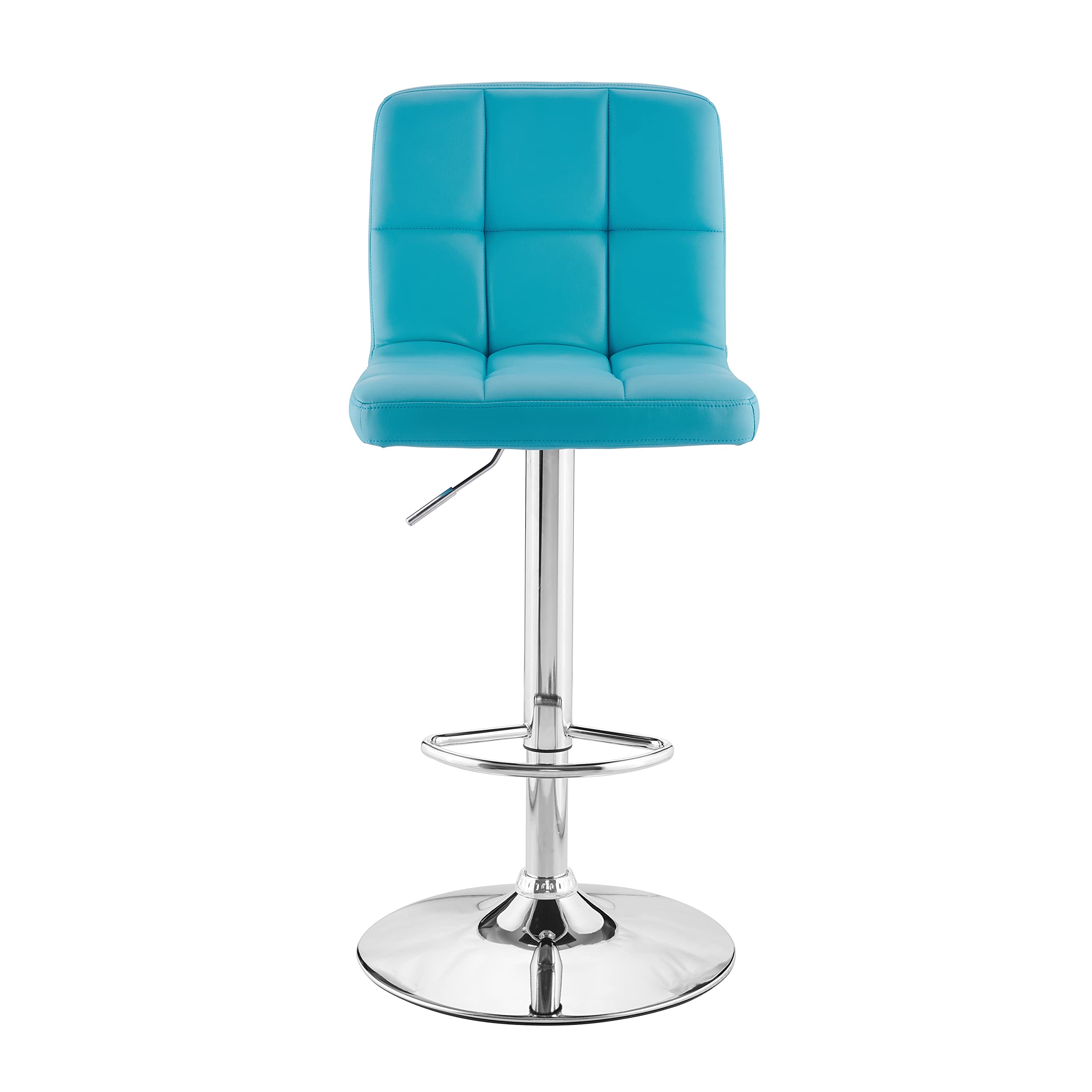 Powell Clayton Adjustable Bar Stool - Teal Faux Leather & Chrome Metal Finish - Modern Kitchen Island, Breakfast Nook & Home Bar Seating