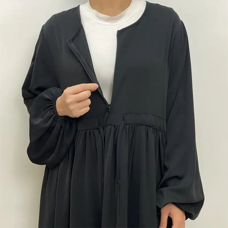Elegant Solid Color Loose Abaya Dress for Muslim Women - Modest Islamic Clothing for Prayer, Mosque & Daily Wear