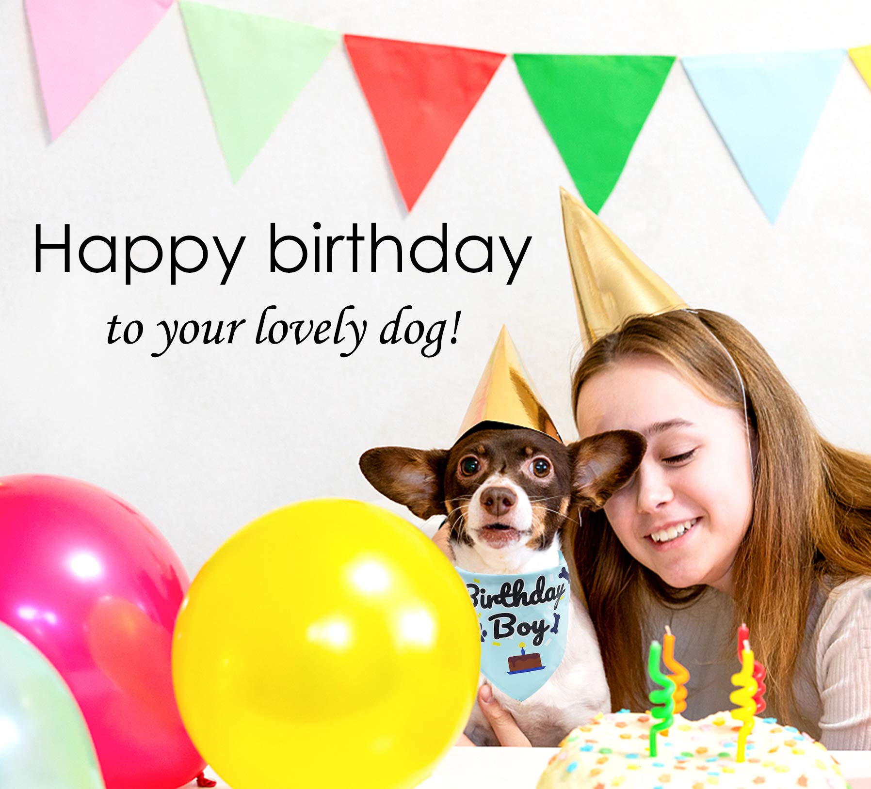 Bubblepup Happy Birthday Dog Bandana for Boys & Girls - Cute Pet Birthday Party Accessory for Small & Large Dogs - Perfect for Birthday Photos & Celebrations
