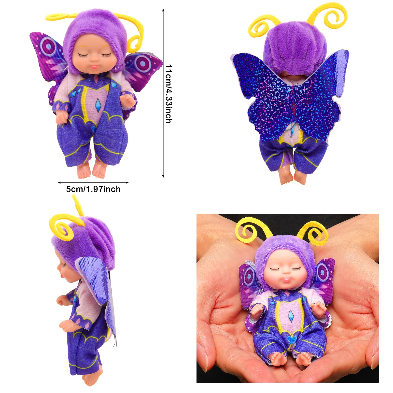 ENOCHT Miniature Sleeping Baby Dolls - 6 Pack Realistic Movable Washable PVC Dolls for Toddlers | Perfect for Pretend Play, Nursery Decor & Gift Giving