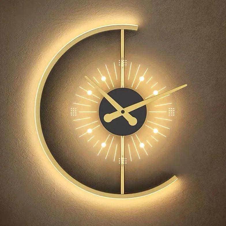 Modern LED Wall Light Clock - Stylish Indoor Decorative Timepiece for Living Room, Bedroom & Office Decor