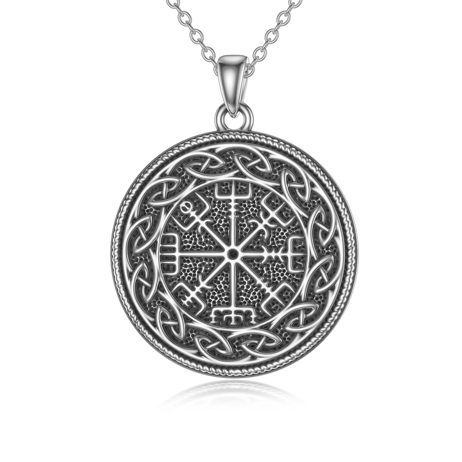Viking Necklace for Men & Women - 925 Sterling Silver Norse Viking Compass with Dragon & Raven Pendant - Viking Jewelry Gift for Father, Son, Husband - Perfect for Viking Lovers, Cosplay & Norse Mythology Enthusiasts